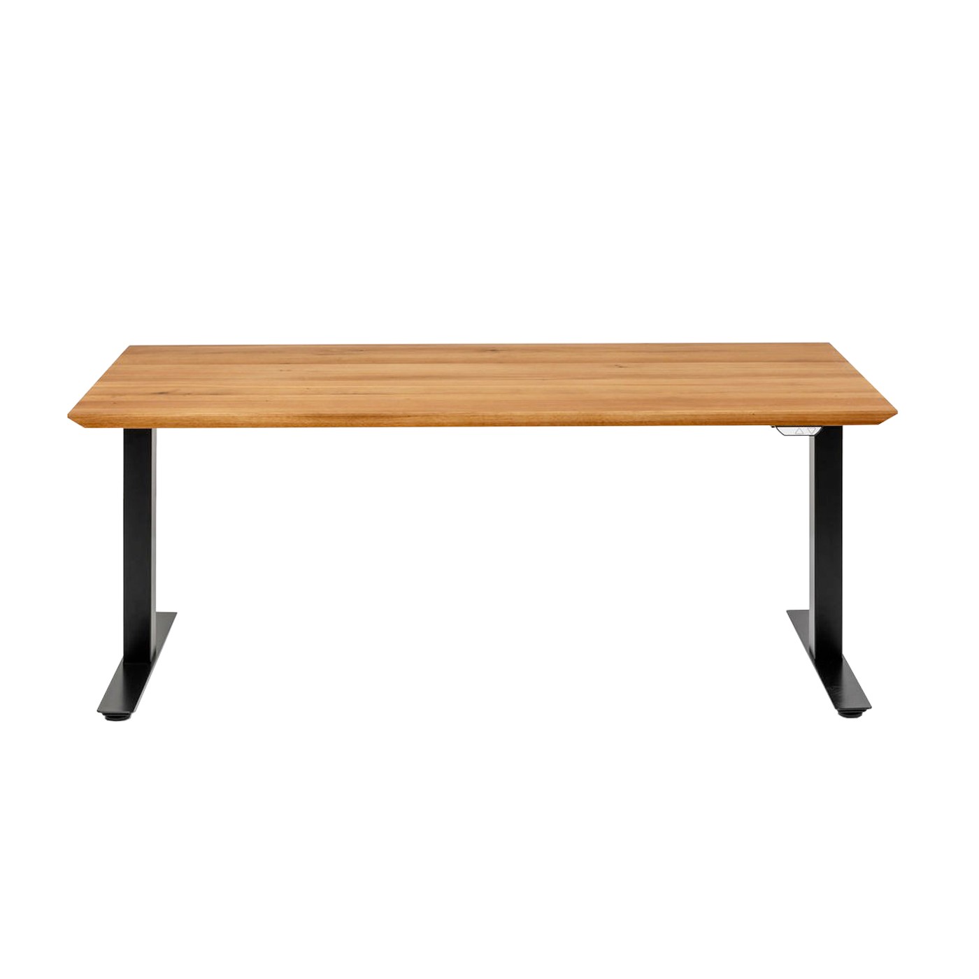Bureau réglable assis-debout en chêne et acier noir L180