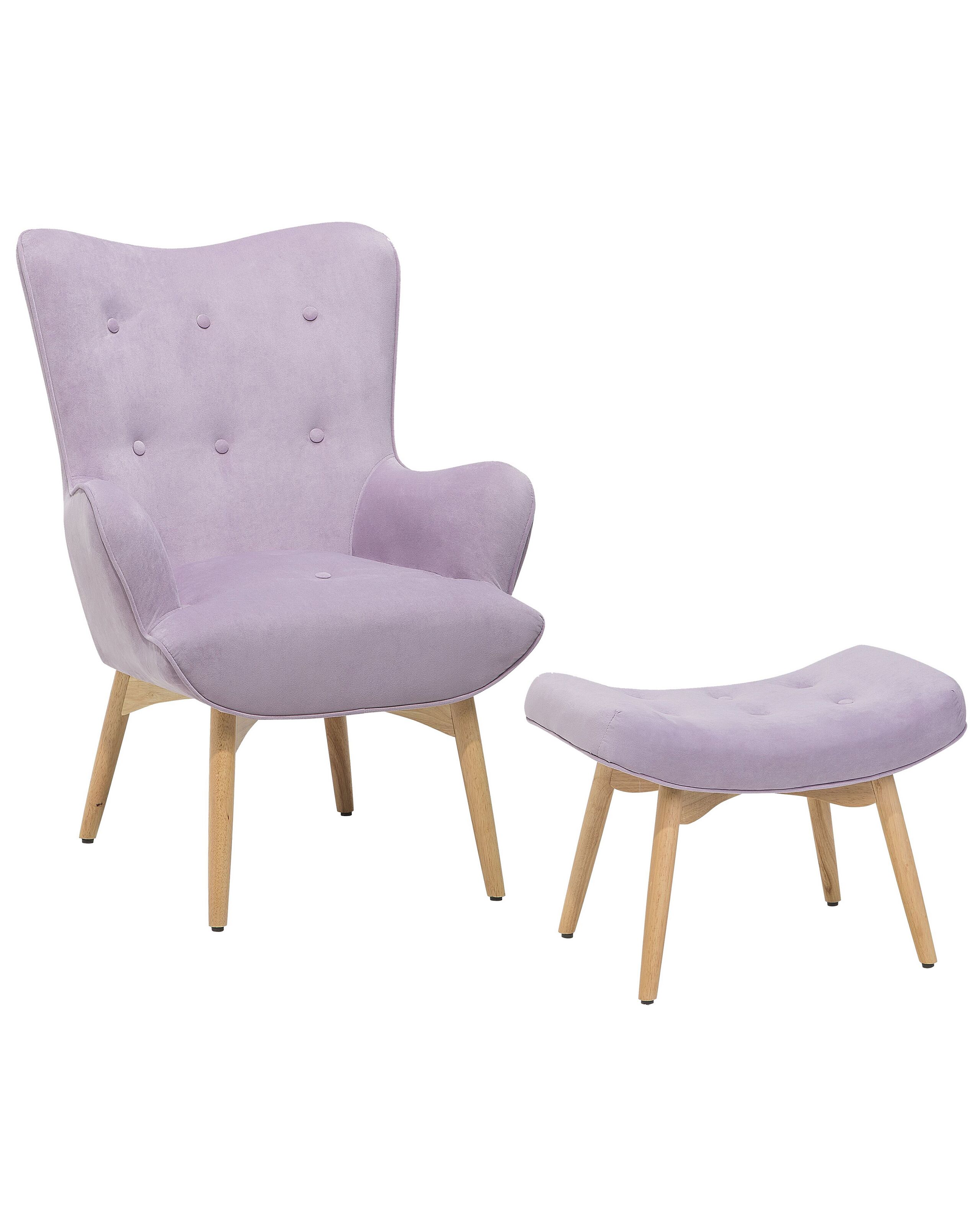 Fauteuil et repose-pieds en velours rose (photo) Fauteuil et repose-pieds en velours rose