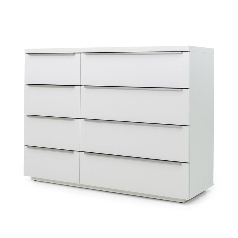Grande commode 8 tiroirs en bois blanc