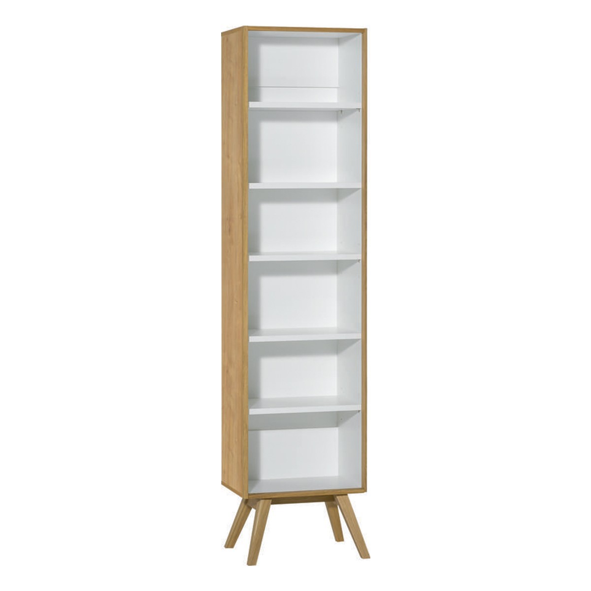 Bibliothèque 5 étagères H207,5 cm - Blanc et décor chêne Bibliothèque 5 étagères H207,5 cm - Blanc et décor chêne