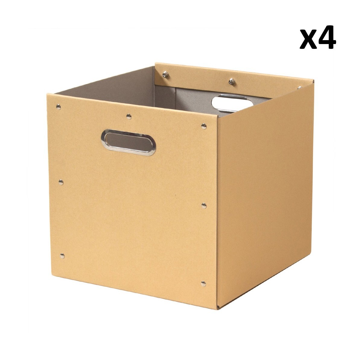 Lot de 4 cubes de rangement en kraft - 28x28x27cm - Beige Lot de 4 cubes de rangement en kraft - 28x28x27cm - Beige
