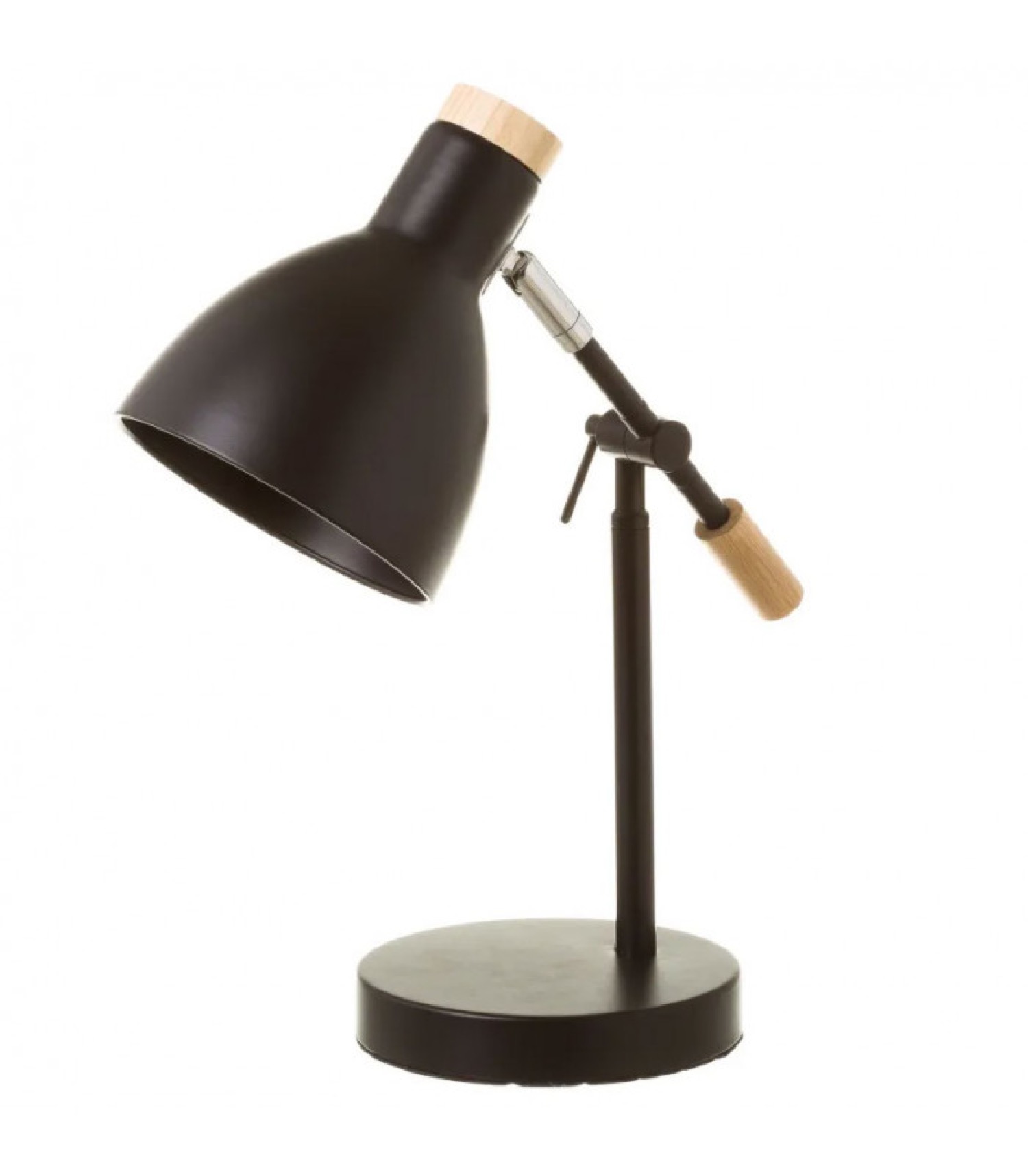 Lampe de bureau métal noir et bois H36,5cm Lampe de bureau métal noir et bois H36,5cm
