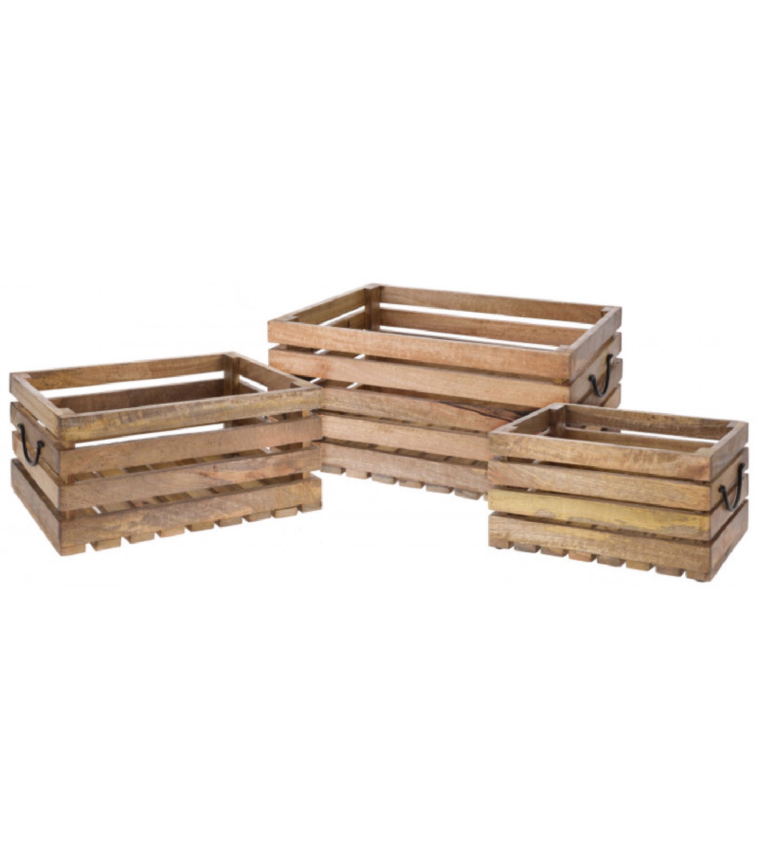 Caisses en bois style caisses à fruits - Lot de 3 Caisses en bois style caisses à fruits - Lot de 3