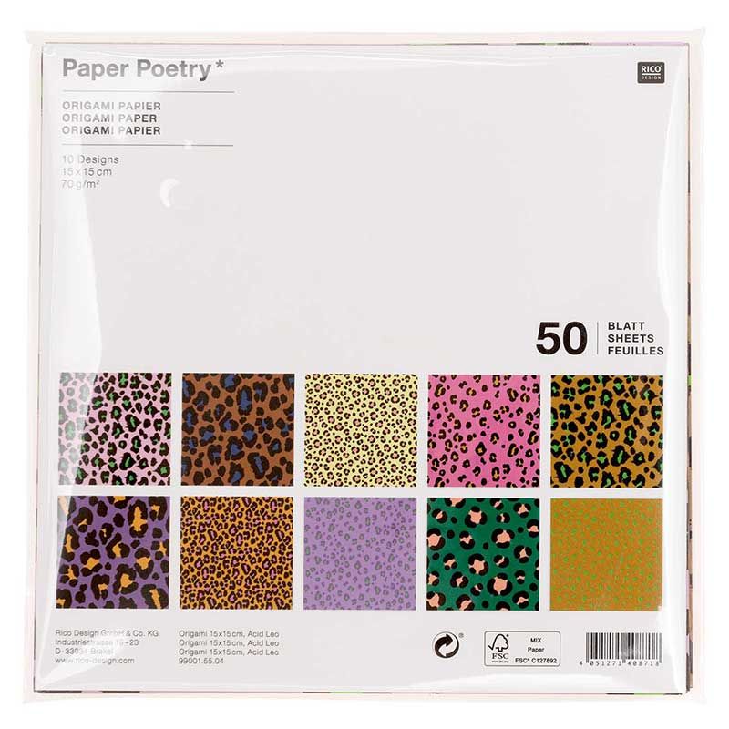 50 feuilles pour origami acide 15x15cm 50 feuilles pour origami acide 15x15cm