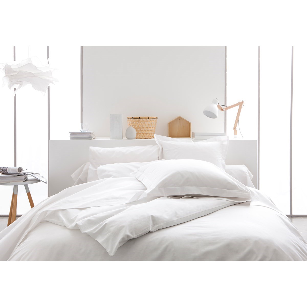 Housse de couette uni en Coton Blanc 220x240 cm Housse de couette uni en Coton Blanc 220x240 cm