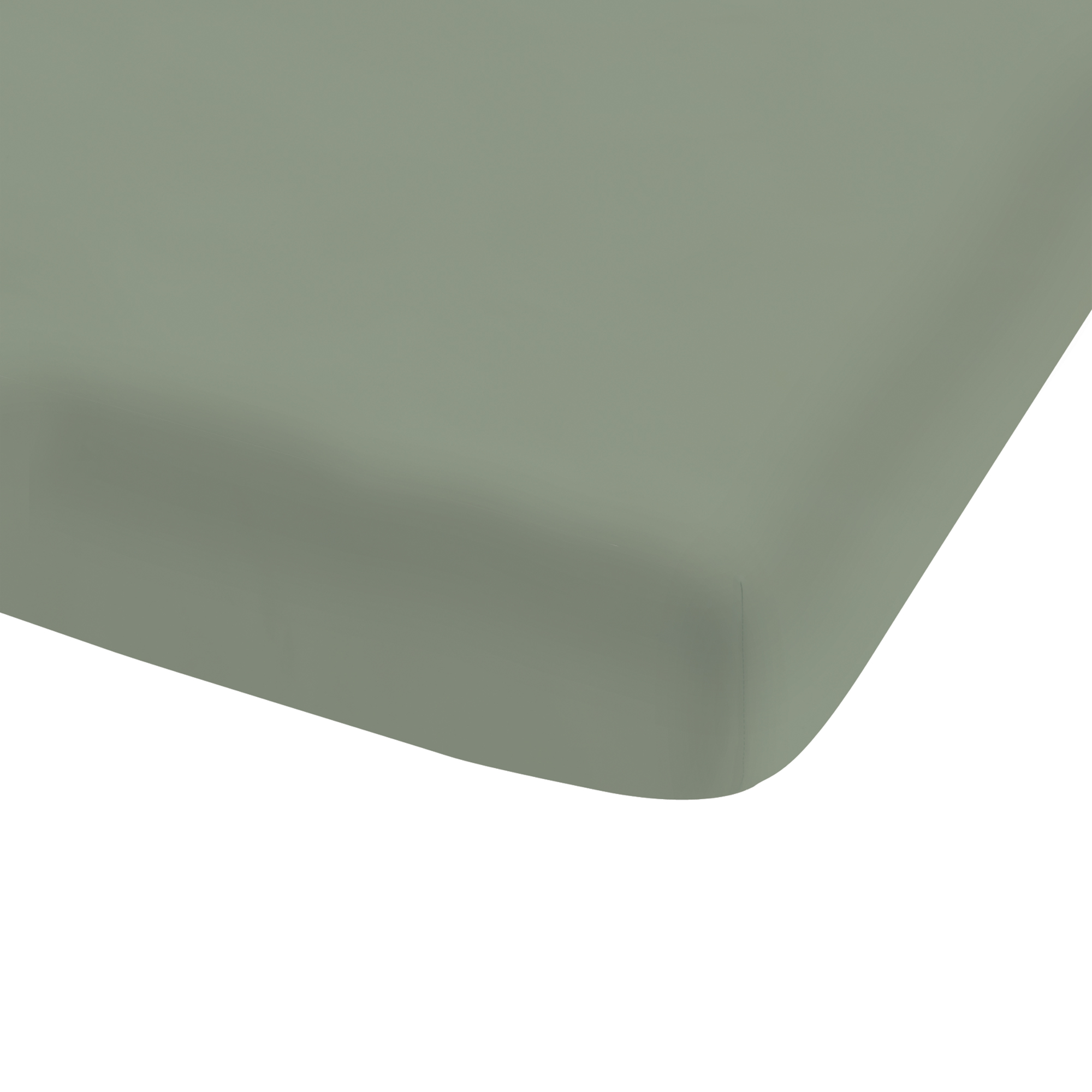 Drap-housse uni en coton lavé Lichen 140x190/200cm - Bonnet 30cm