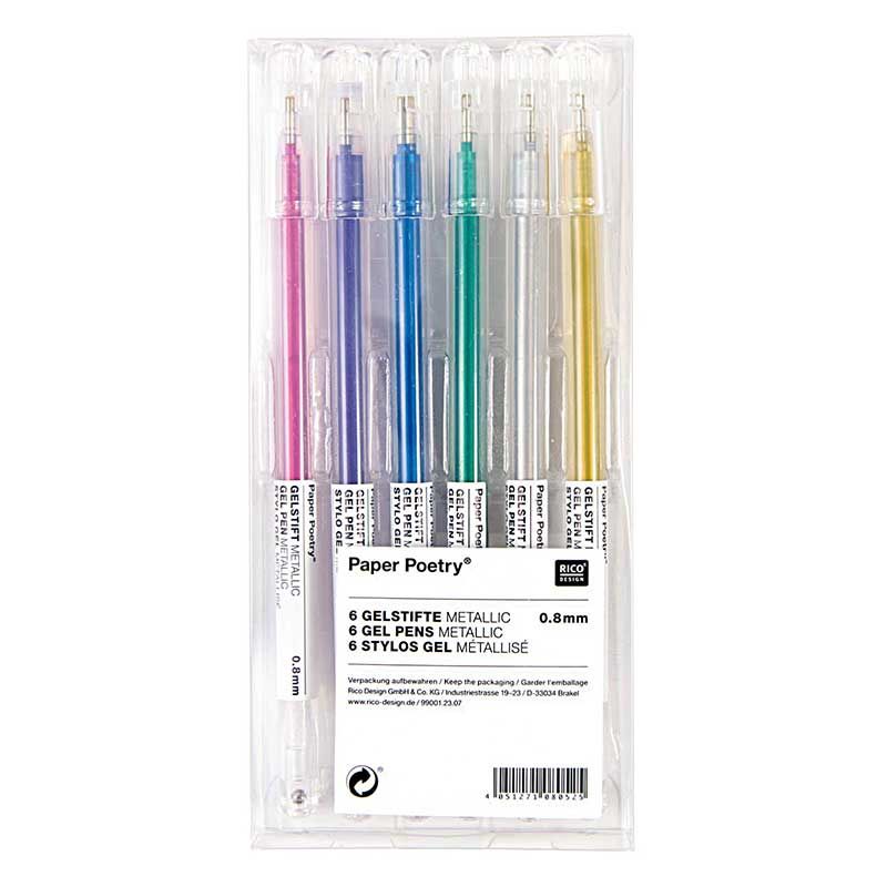 6 stylos gel métalisé 0,8mm 6 stylos gel métalisé 0,8mm