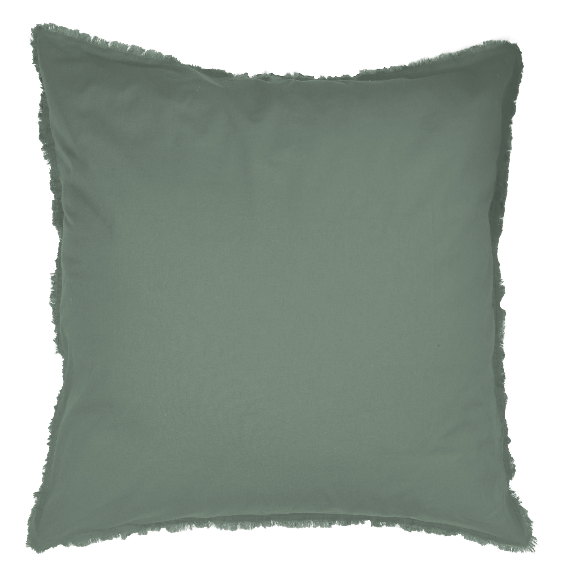 Set de 2 taies d’oreiller unies finition à franges Lichen 65x65cm