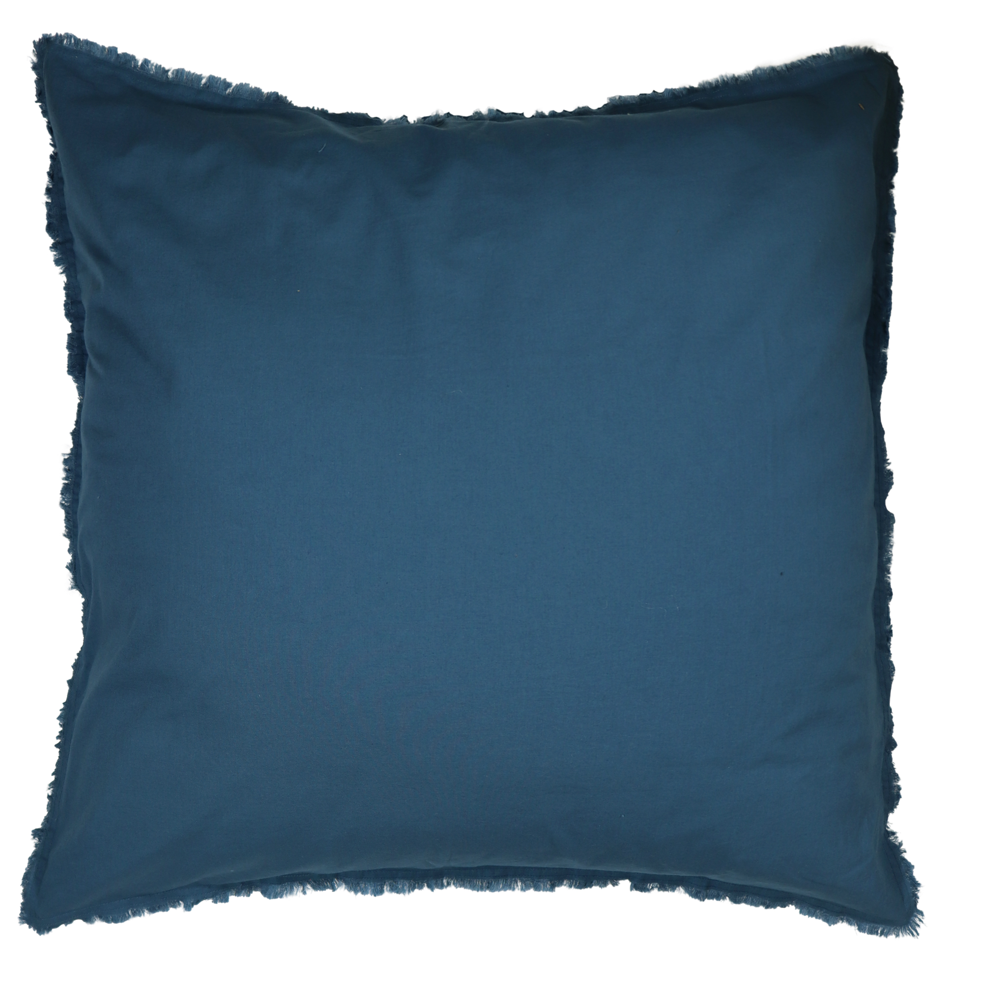 Set de 2 taies d’oreiller unies en coton lavé Bleu Paon 65x65 cm