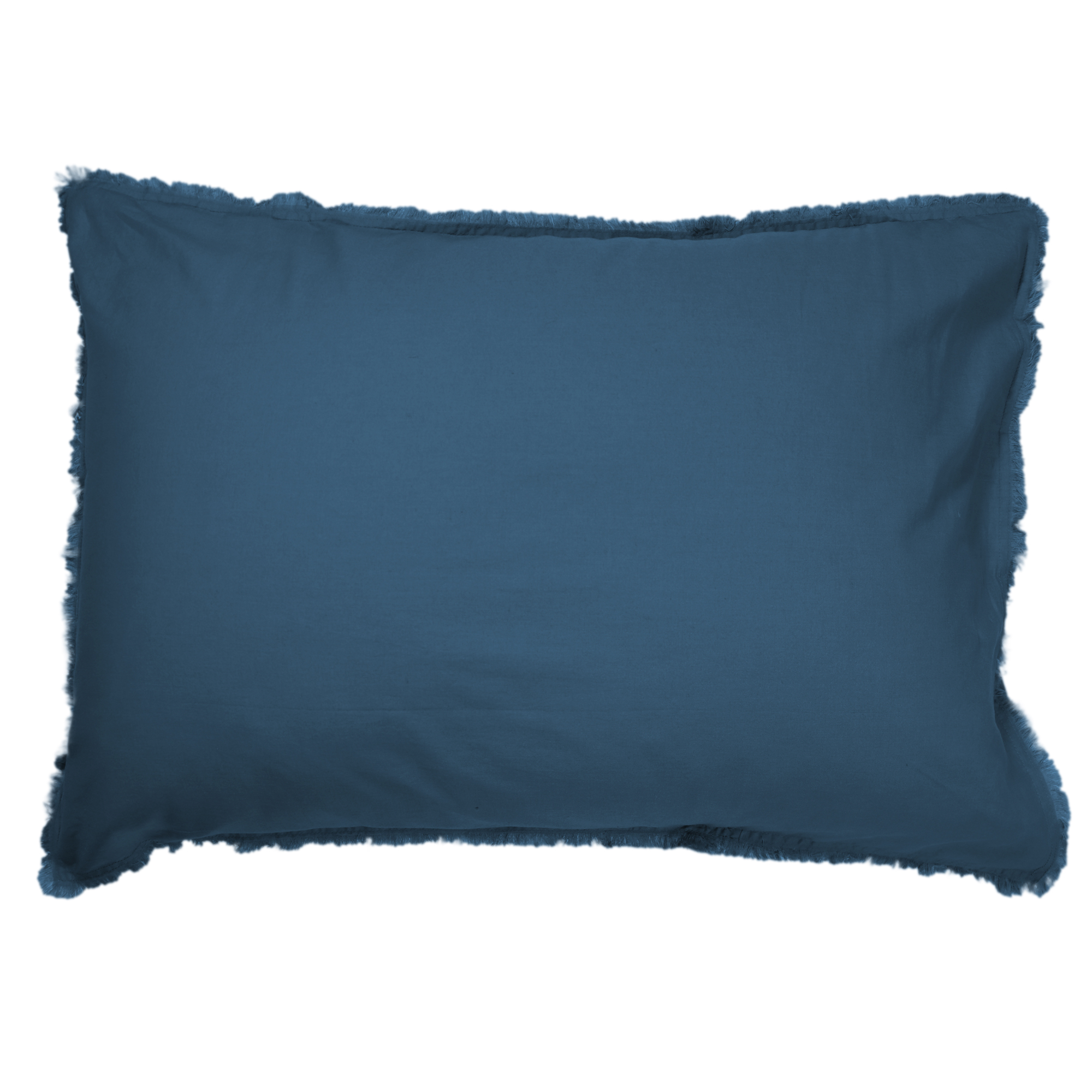 Set de 2 taies d’oreiller unies en coton lavé Bleu Paon 50x70 cm