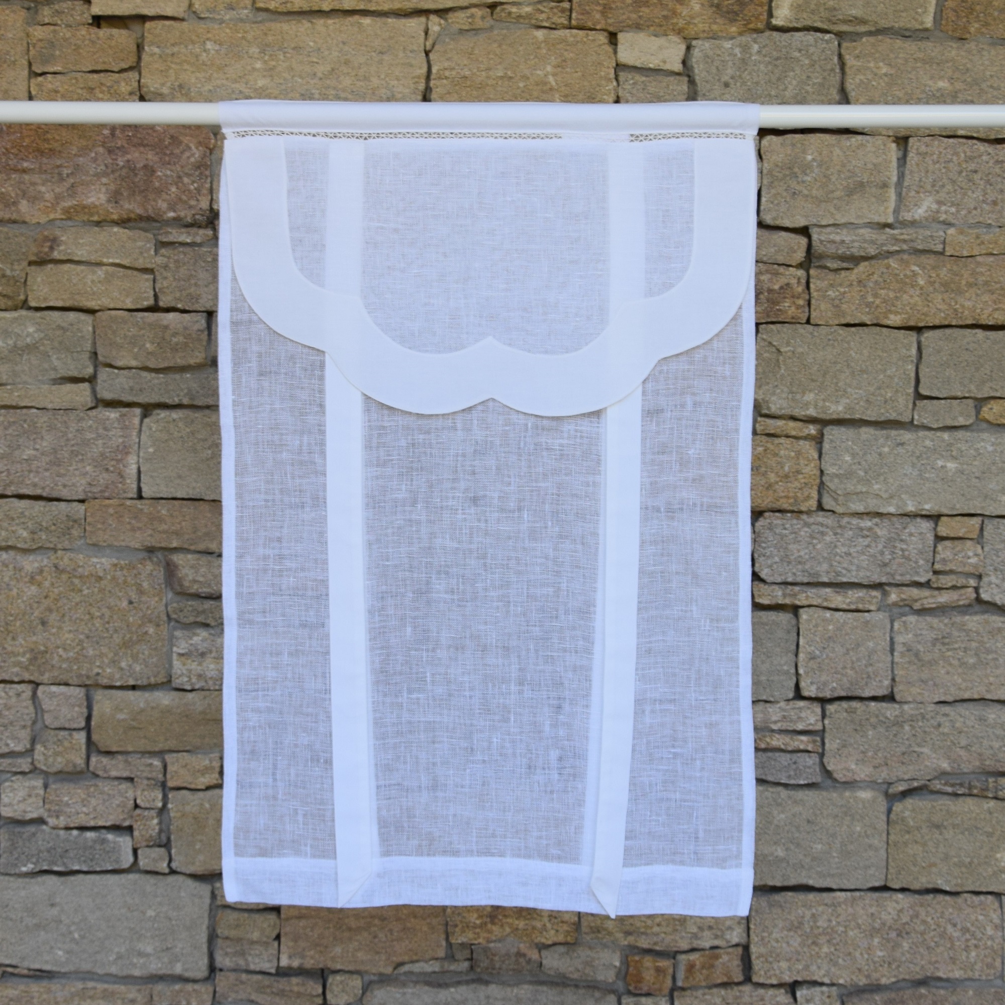 Store en lin blanc 45X120 CM (photo) Store en lin blanc 45X120 CM