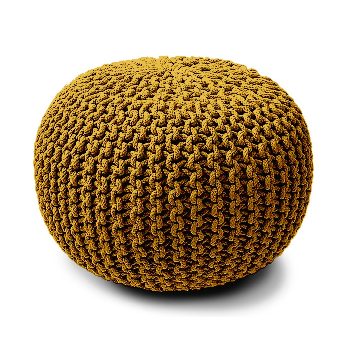 Pouf rond tricot en Coton Jaune 45x30 cm Pouf rond tricot en Coton Jaune 45x30 cm