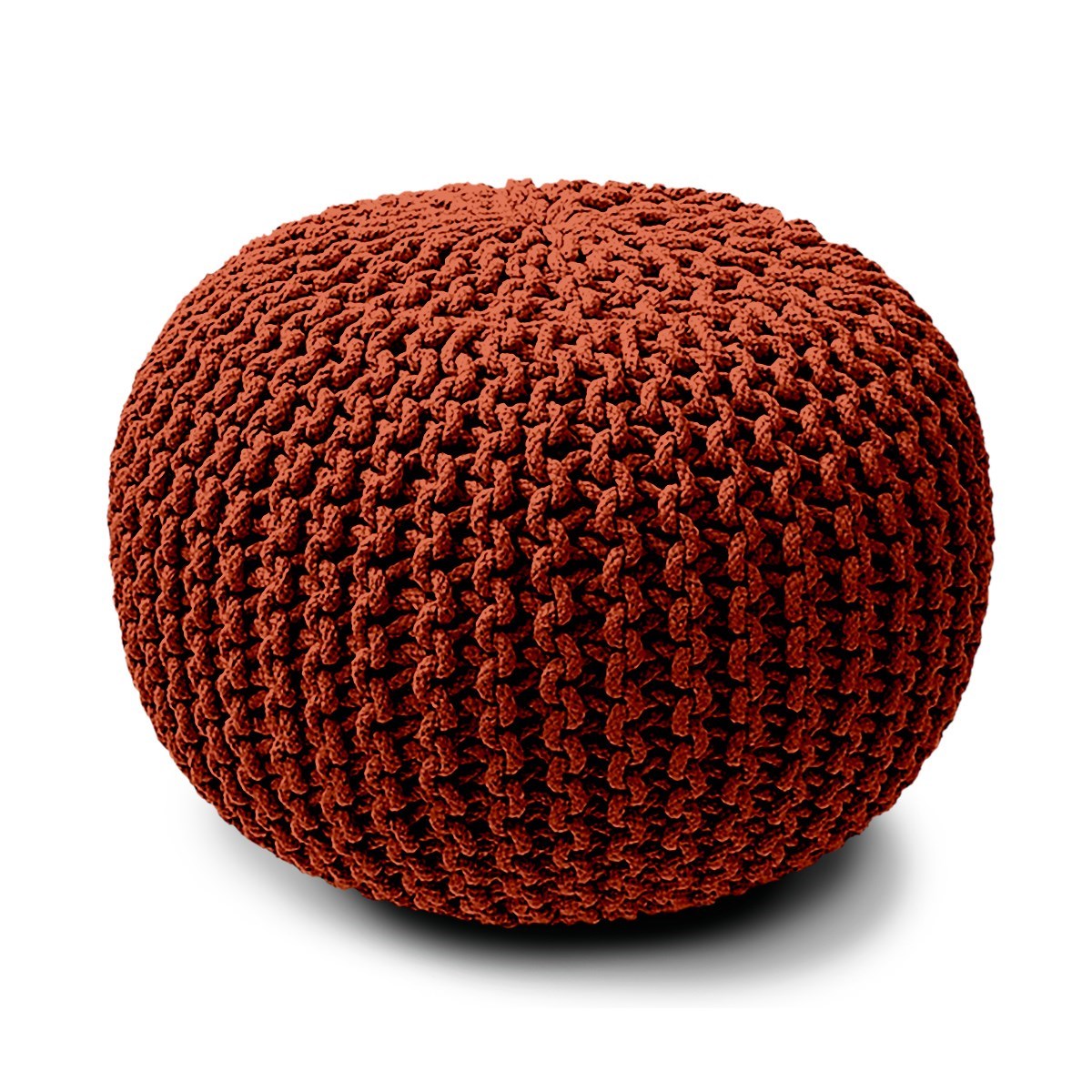 Pouf rond tricot en Coton Rouge 45x30 cm Pouf rond tricot en Coton Rouge 45x30 cm