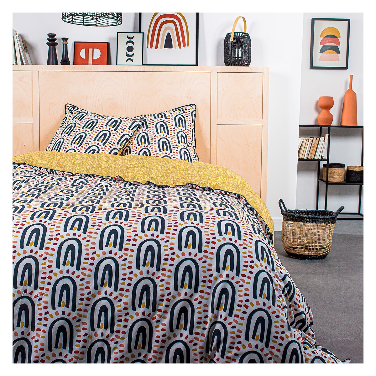 Parure de lit coton 2 personnes imprimé ethnique DESERT CHIK