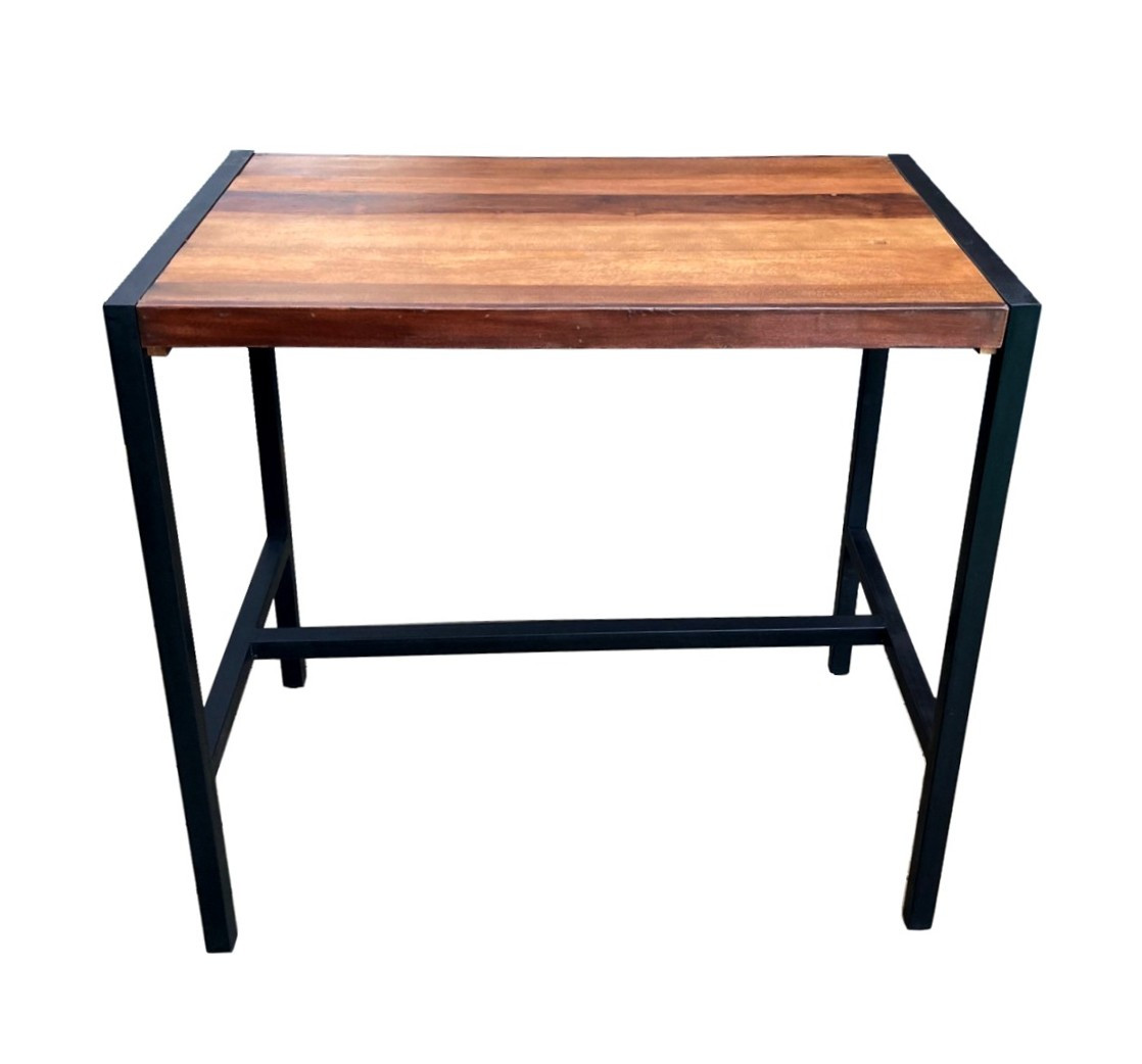 Table haute rectangulaire acier et bois