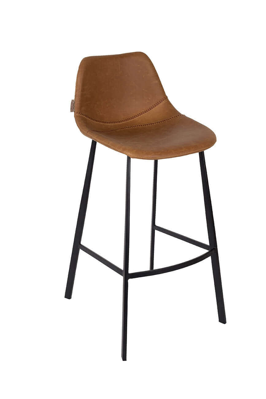 Chaise de comptoir aspect cuir marron (photo) Chaise de comptoir aspect cuir marron