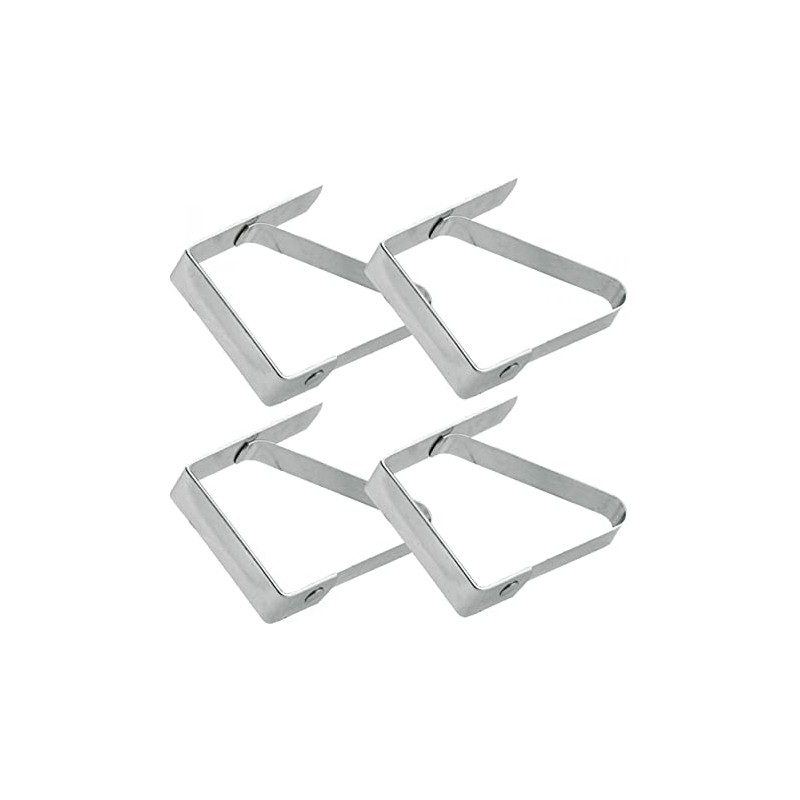 Pinces à nappe en acier inoxydable argent - Lot de 4 Pinces à nappe en acier inoxydable argent - Lot de 4