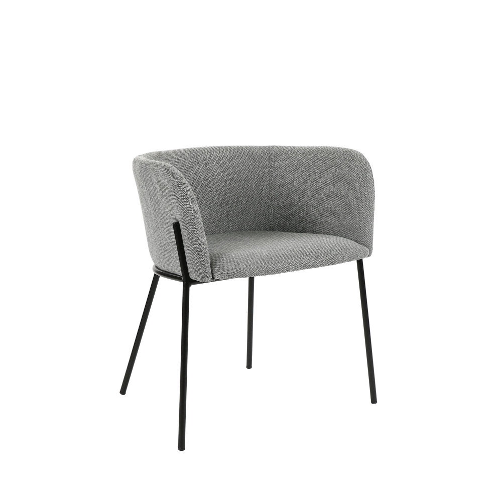 fauteuil de table en tissu pieds métal gris clair
