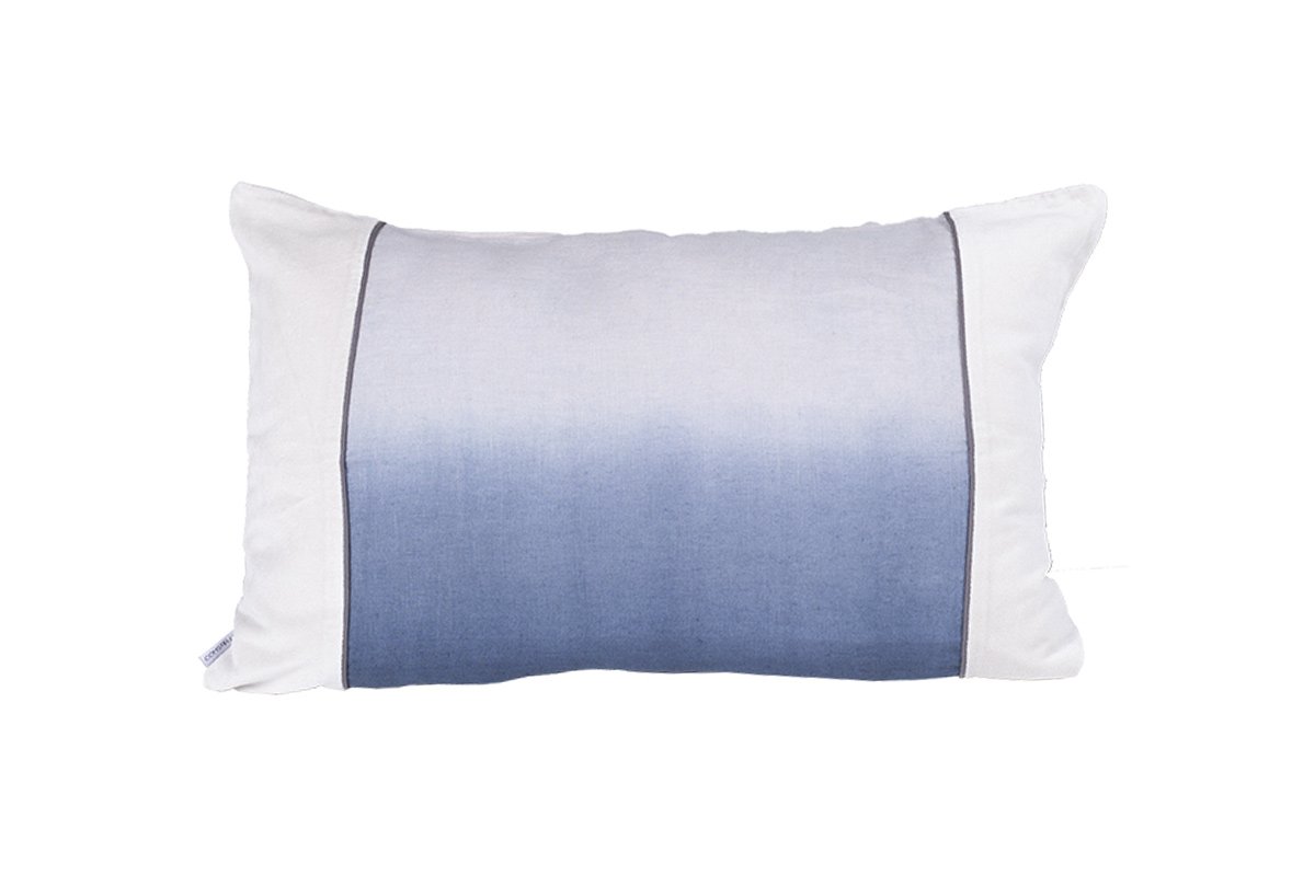 Coussin en lin et velours bleu 40x60 cm Coussin en lin et velours bleu 40x60 cm