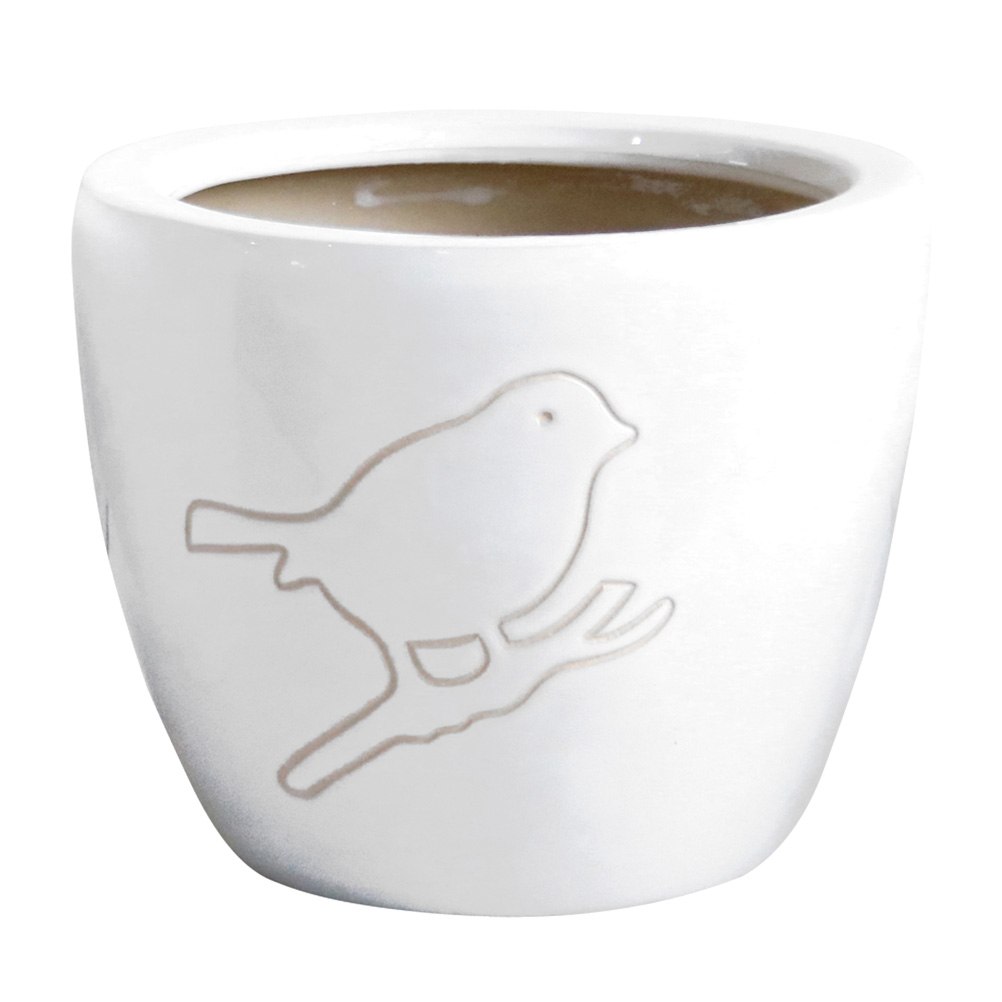 Cache pot blanc en terre cuite H18cm Cache pot blanc en terre cuite H18cm