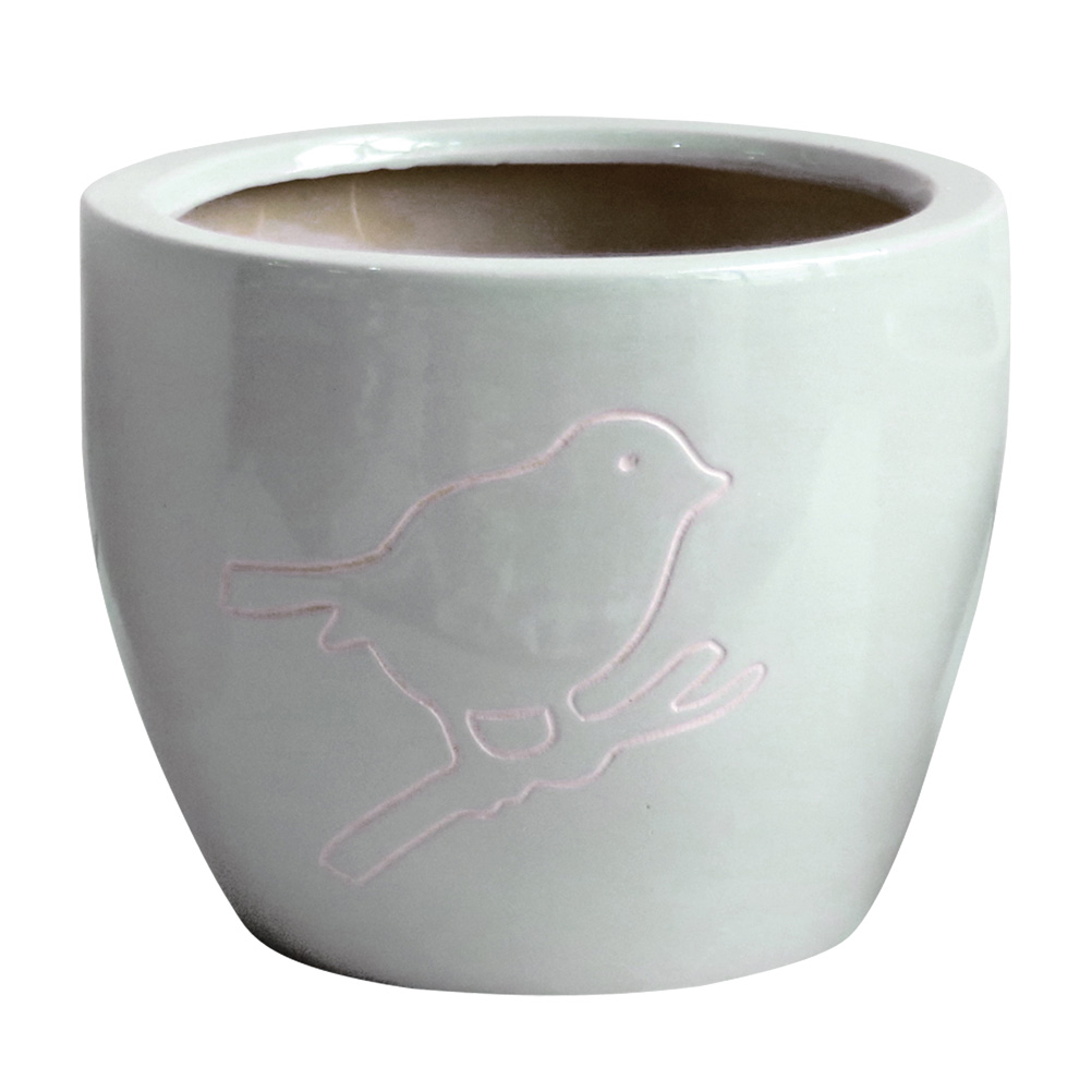 Cache pot gris en terre cuite H13cm (photo) Cache pot gris en terre cuite H13cm