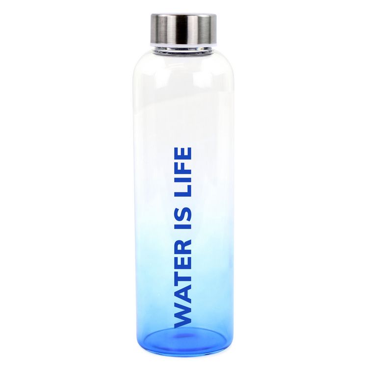 Bouteille en verre 1000 ml  water is life avec coffret