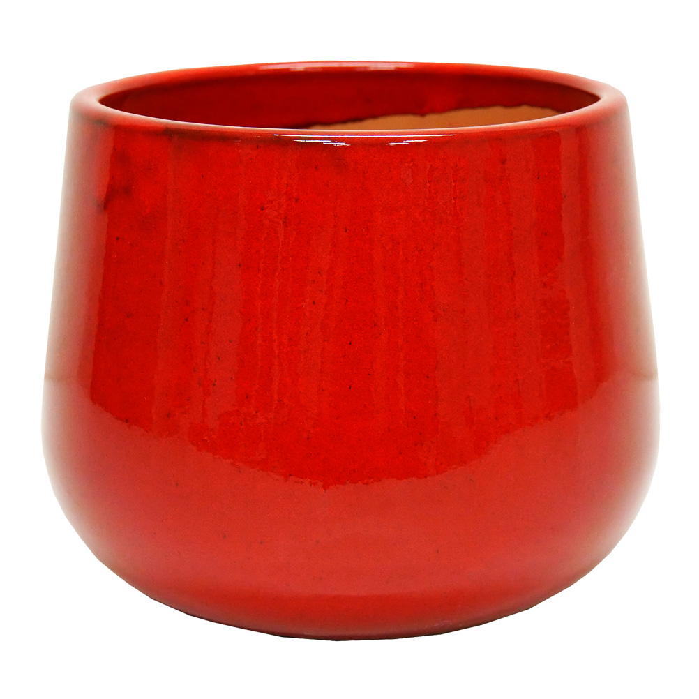 Cache pot rouge goutte en terre cuite H19cm (photo) Cache pot rouge goutte en terre cuite H19cm