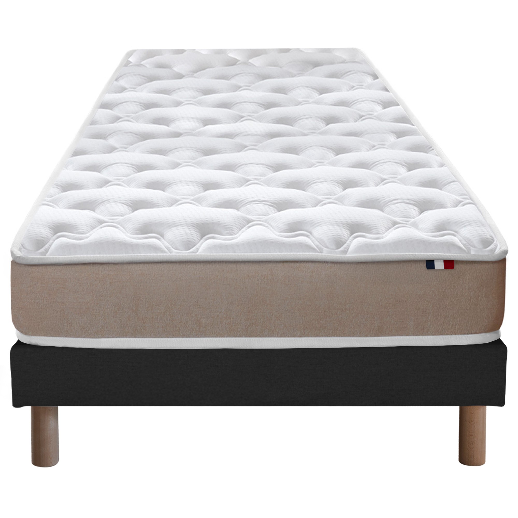 Ensemble matelas moursse hr et latex sommier noir 90x190 (photo) Ensemble matelas moursse hr et latex sommier noir 90x190