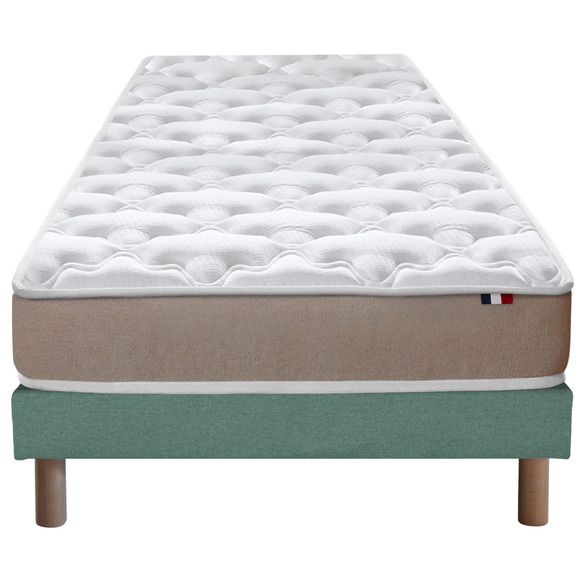 Ensemble matelas moursse hr et latex sommier vert 90x190 (photo) Ensemble matelas moursse hr et latex sommier vert 90x190
