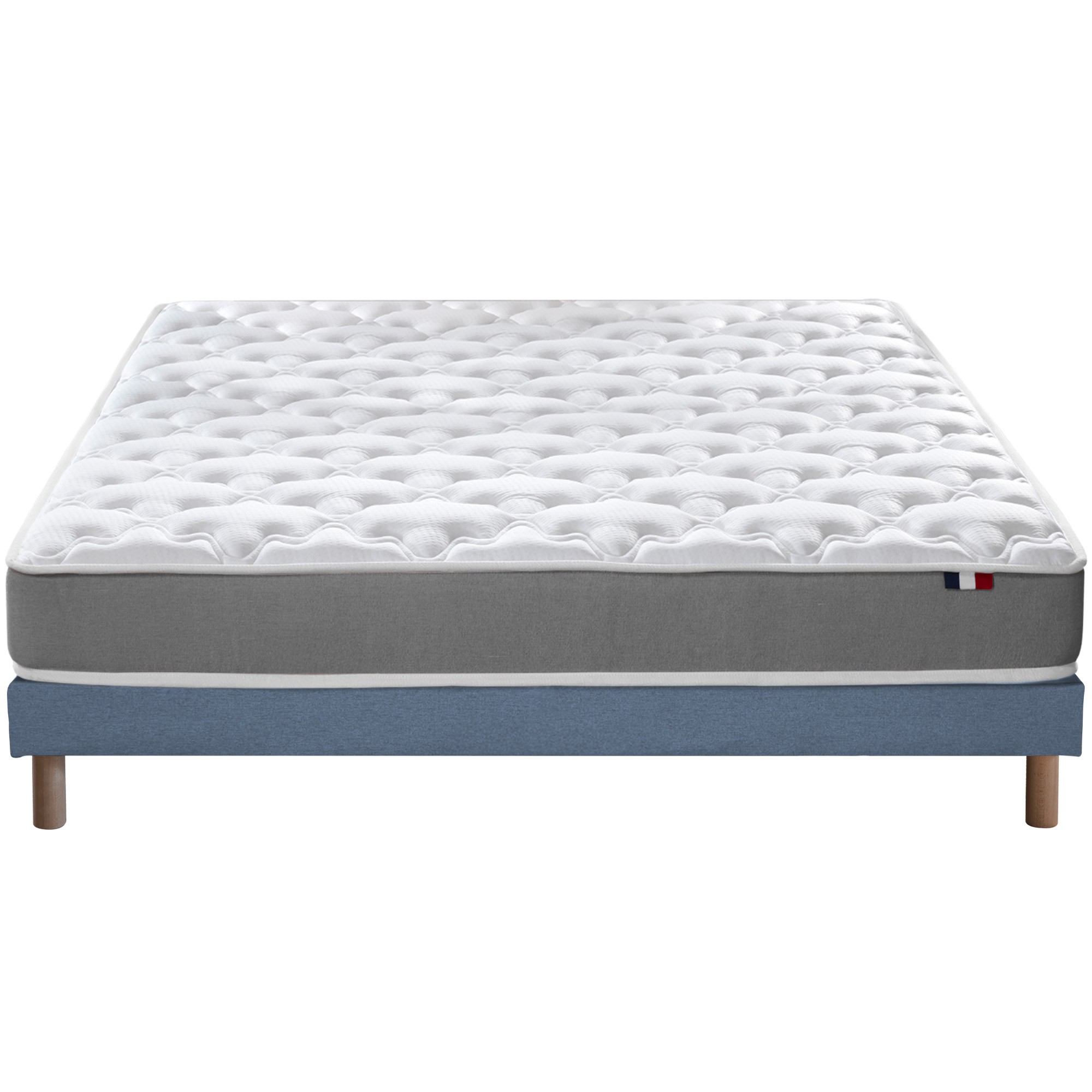 Ensemble matelas mousse ferme sommier bleu 140x190 (photo) Ensemble matelas mousse ferme sommier bleu 140x190