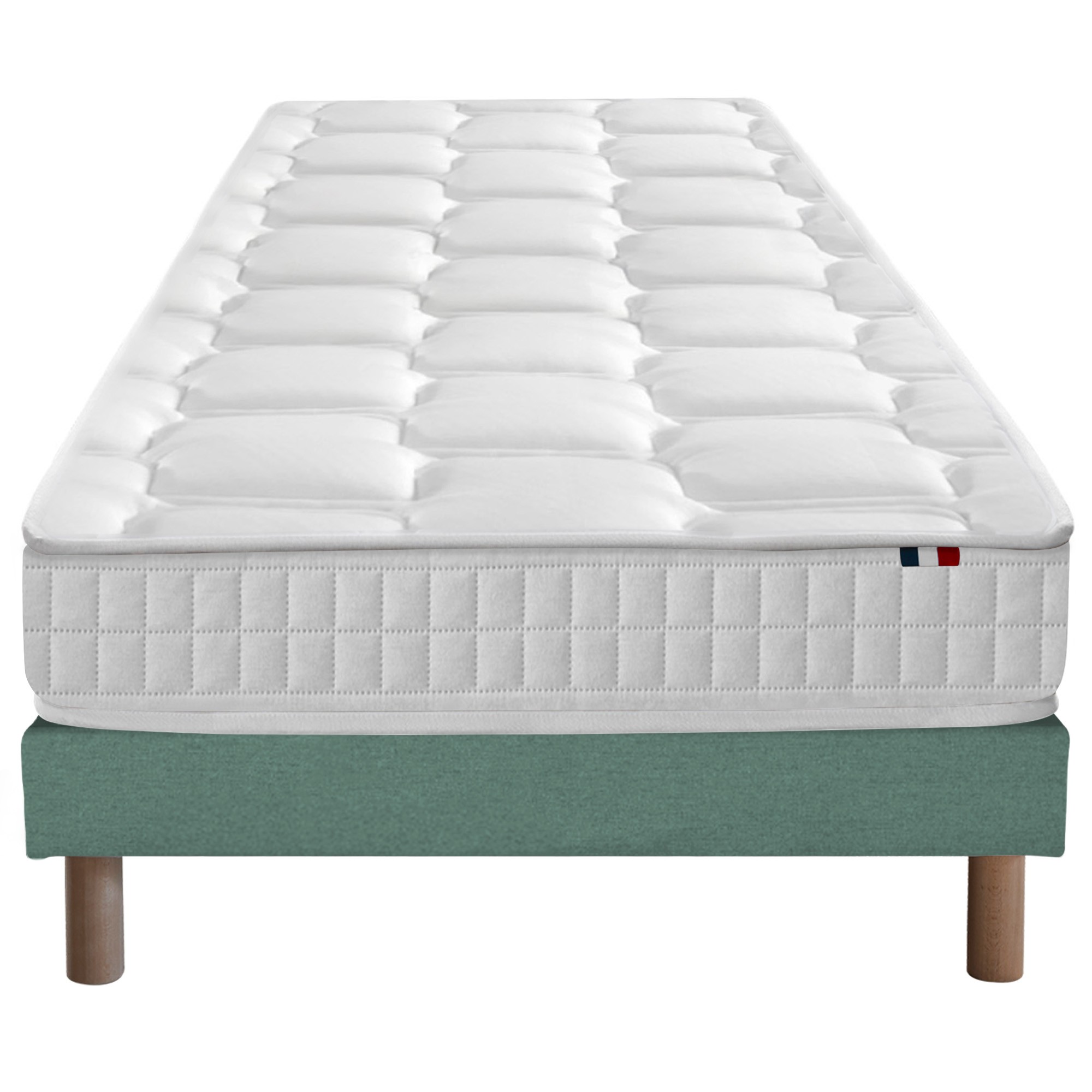 Ensemble matelas ressorts 7 zones sommier vert 90x190 (photo) Ensemble matelas ressorts 7 zones sommier vert 90x190
