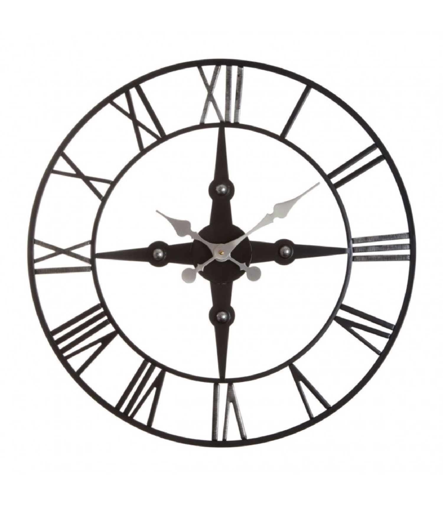 Horloge murale chiffres romains fer forgé noir D59 (photo) Horloge murale chiffres romains fer forgé noir D59