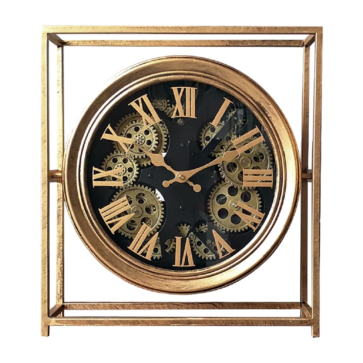 Horloge mécanisme carrée en métal noir Horloge mécanisme carrée en métal noir