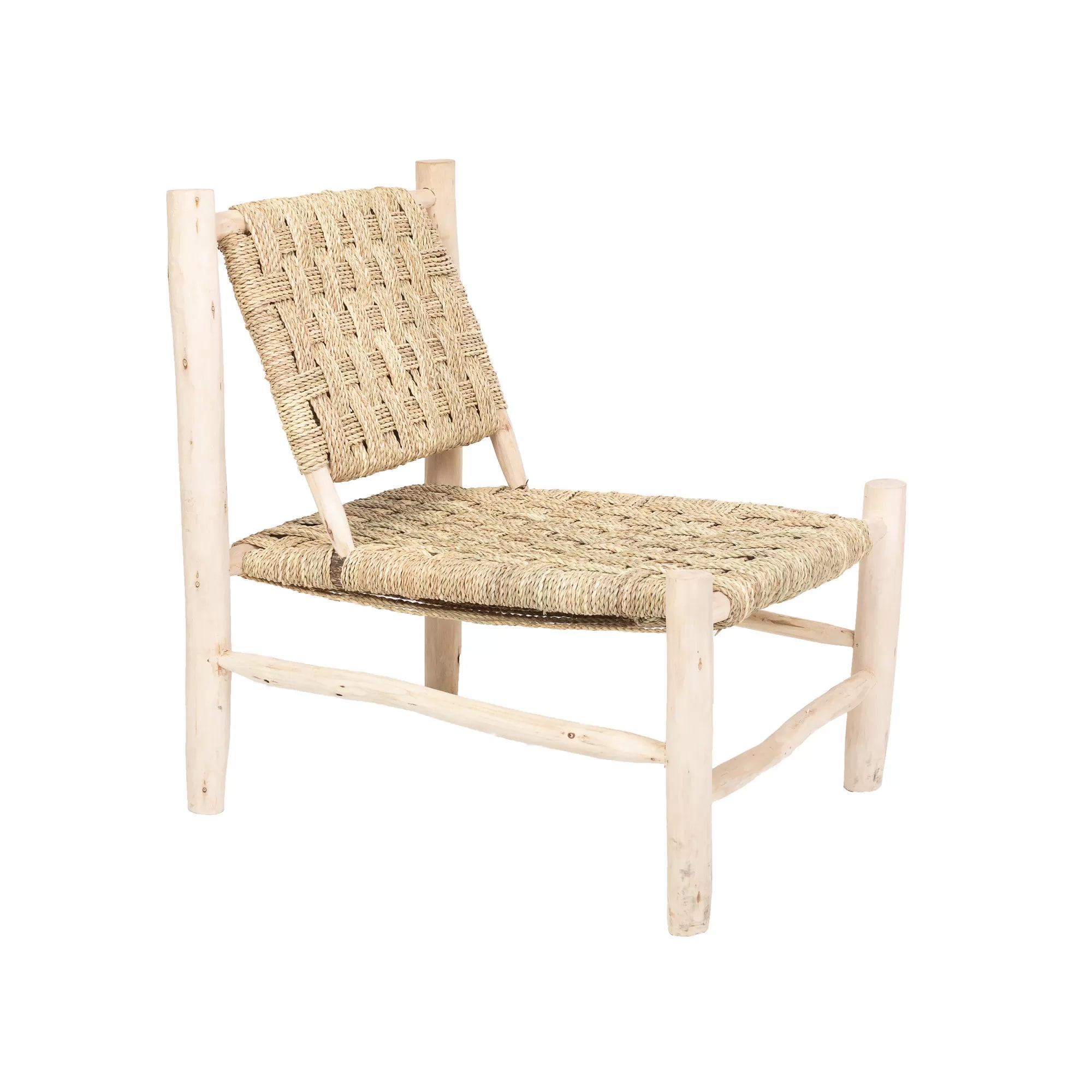 fauteuil naturel en corde et en bois d'eucalyptus 77x58x70