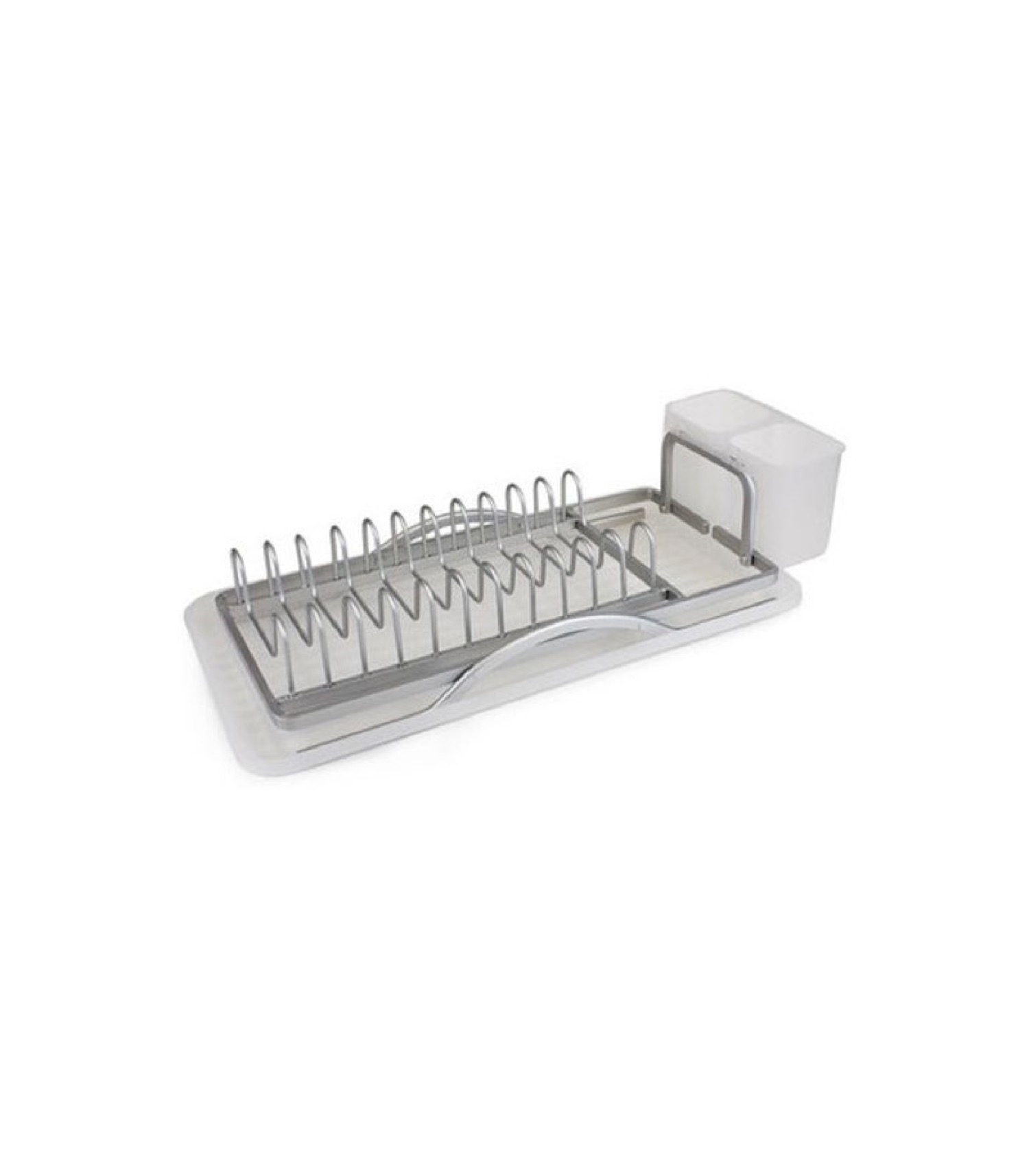 Égouttoir à vaisselle blanc et aluminium gris