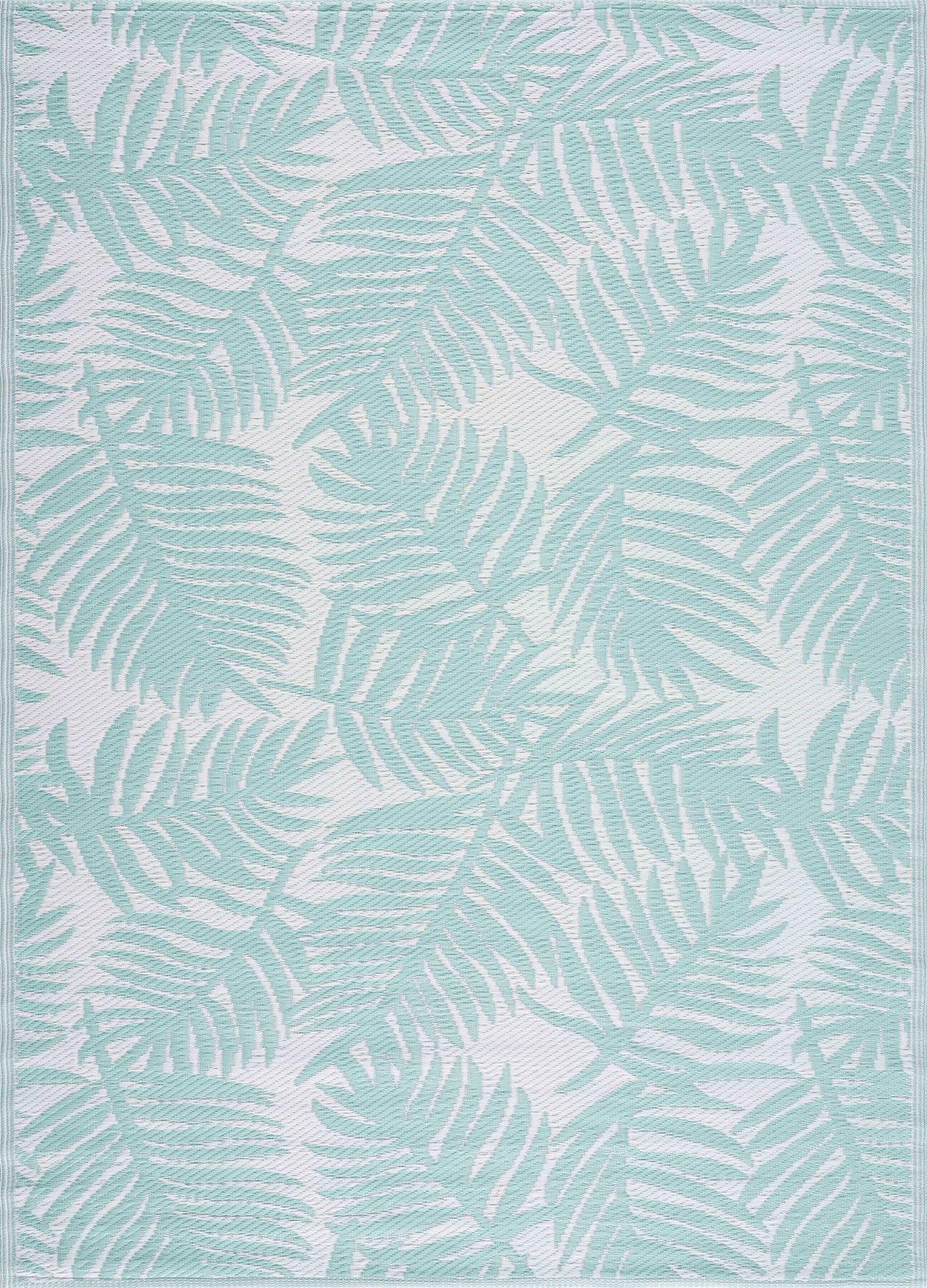 Tapis extérieur motif palmier turquoise 120x160
