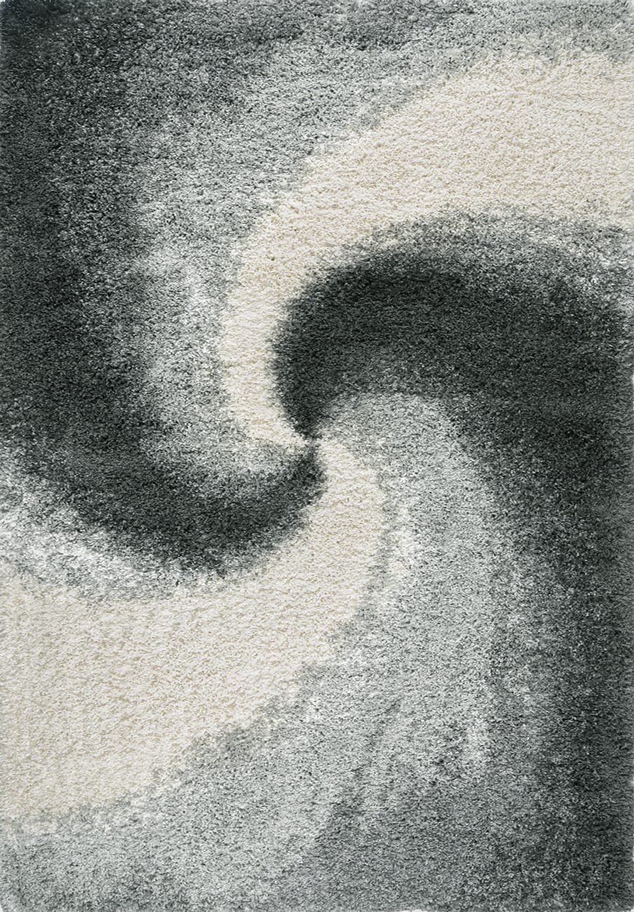Tapis shaggy motif spirale gris 120x170