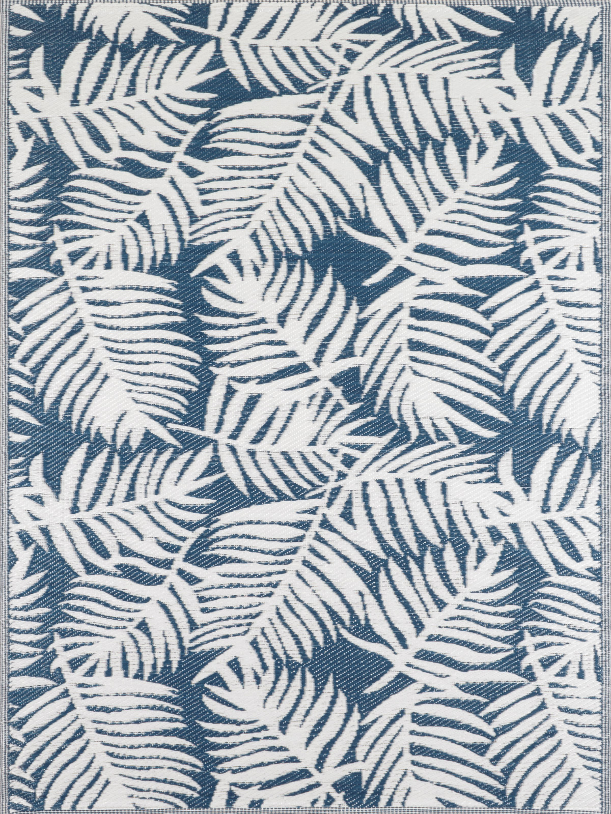 Tapis extérieur motif palmier bleu 120x160