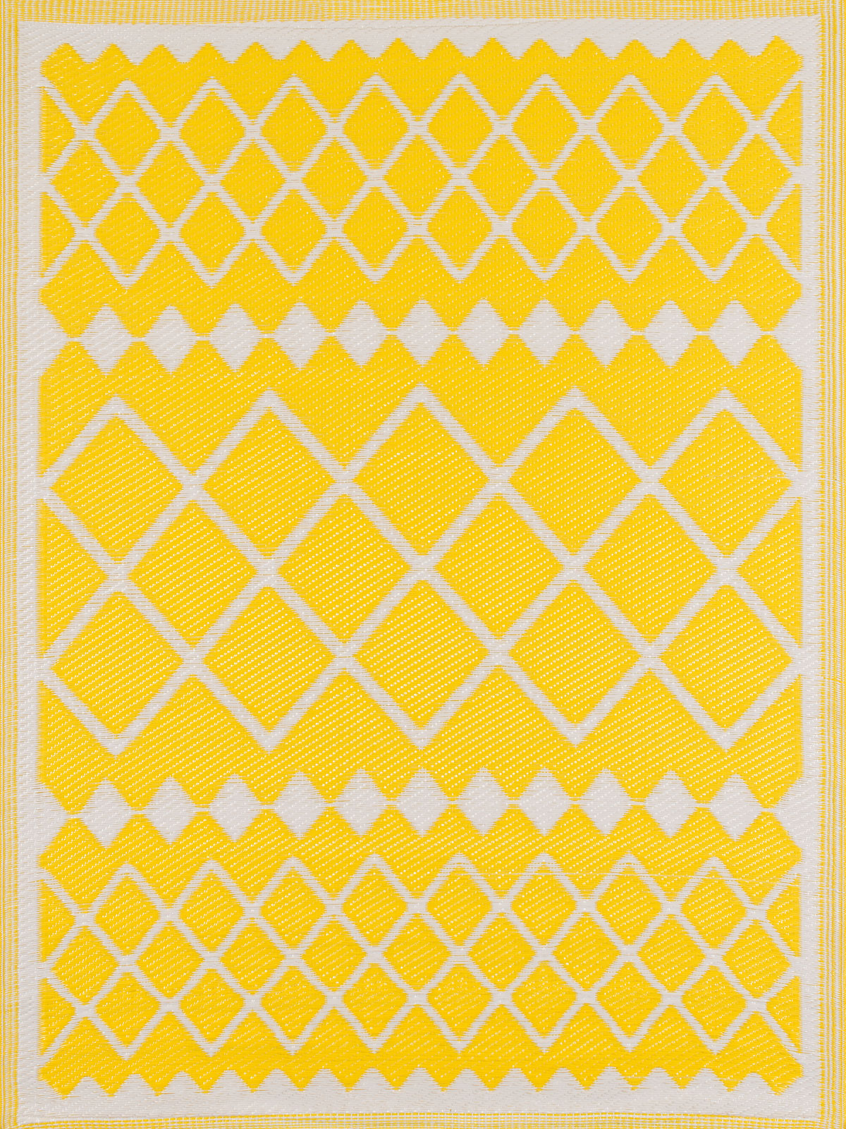 Tapis extérieur motif géométrique jaune 150x220
