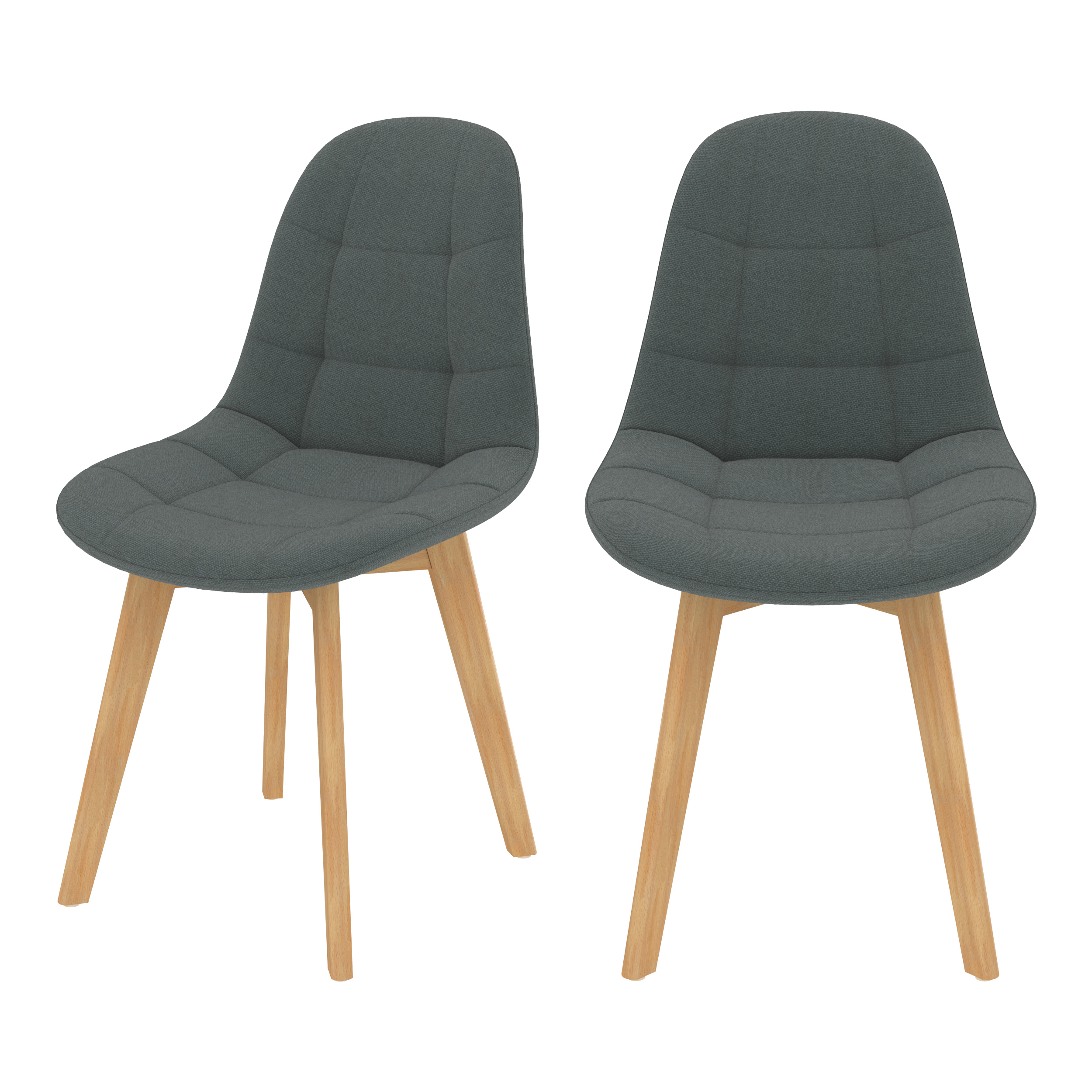 Chaise scandinave bleu/gris pieds bois d'hêtre (lot de 2) (photo) Chaise scandinave bleu/gris pieds bois d'hêtre (lot de 2)