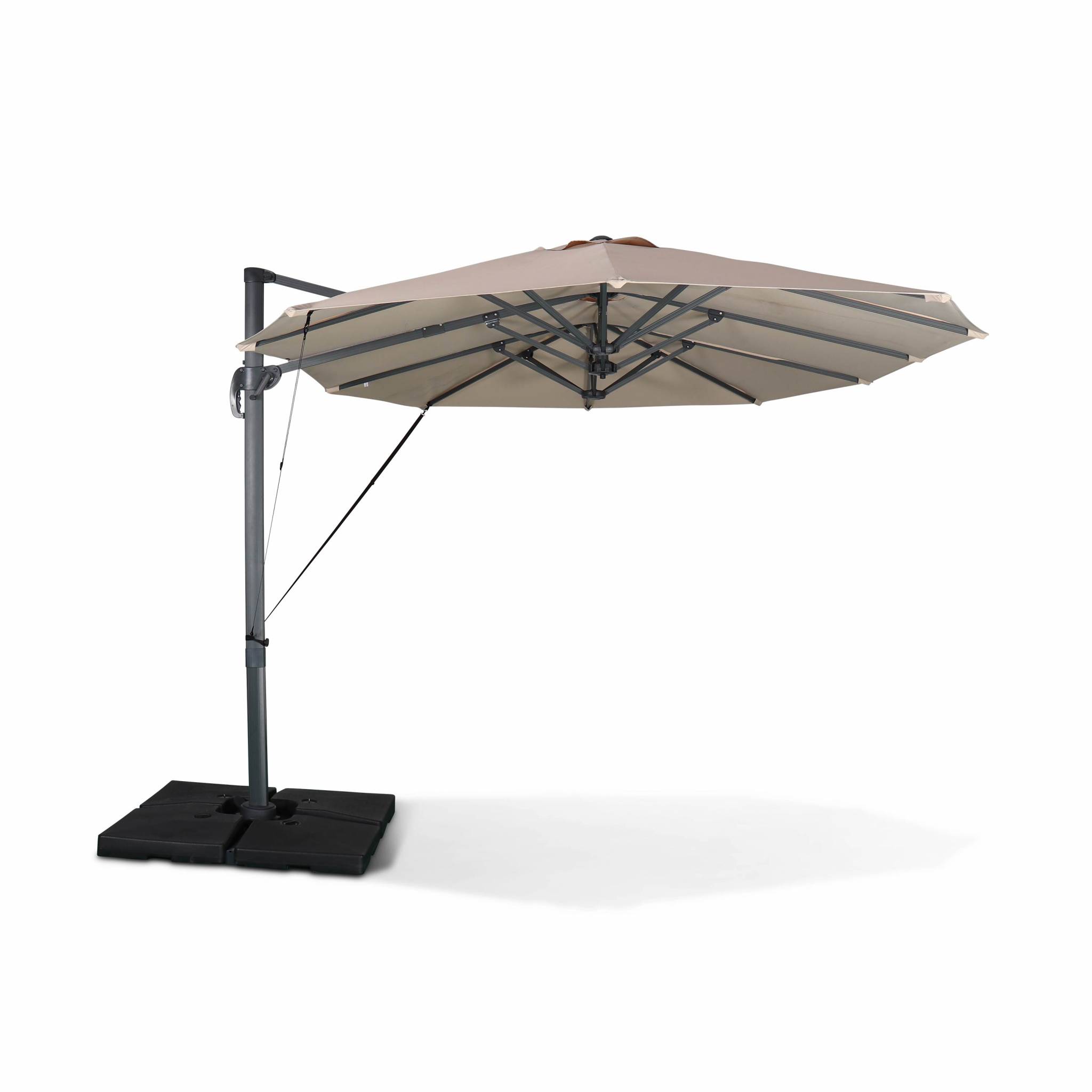 Parasol déporté ovale double 2x4m – beige – parasol à mât Parasol déporté ovale double 2x4m – beige – parasol à mât