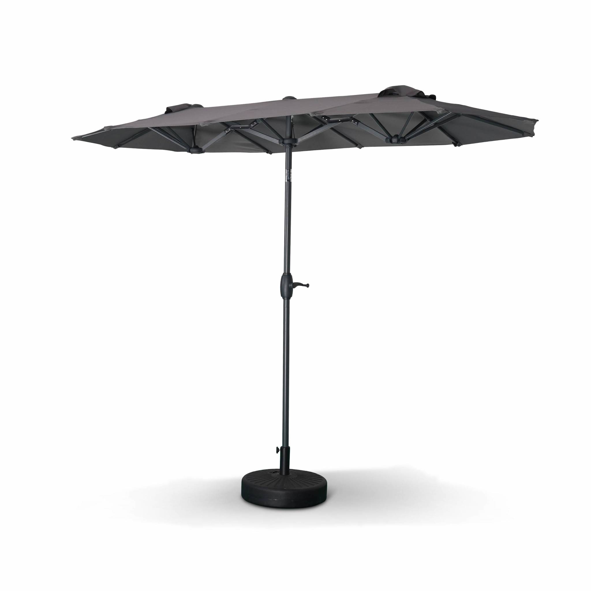 Parasol droit ovale double 1x3m – biarritz – gris – parasol à mât Parasol droit ovale double 1x3m – biarritz – gris – parasol à mât
