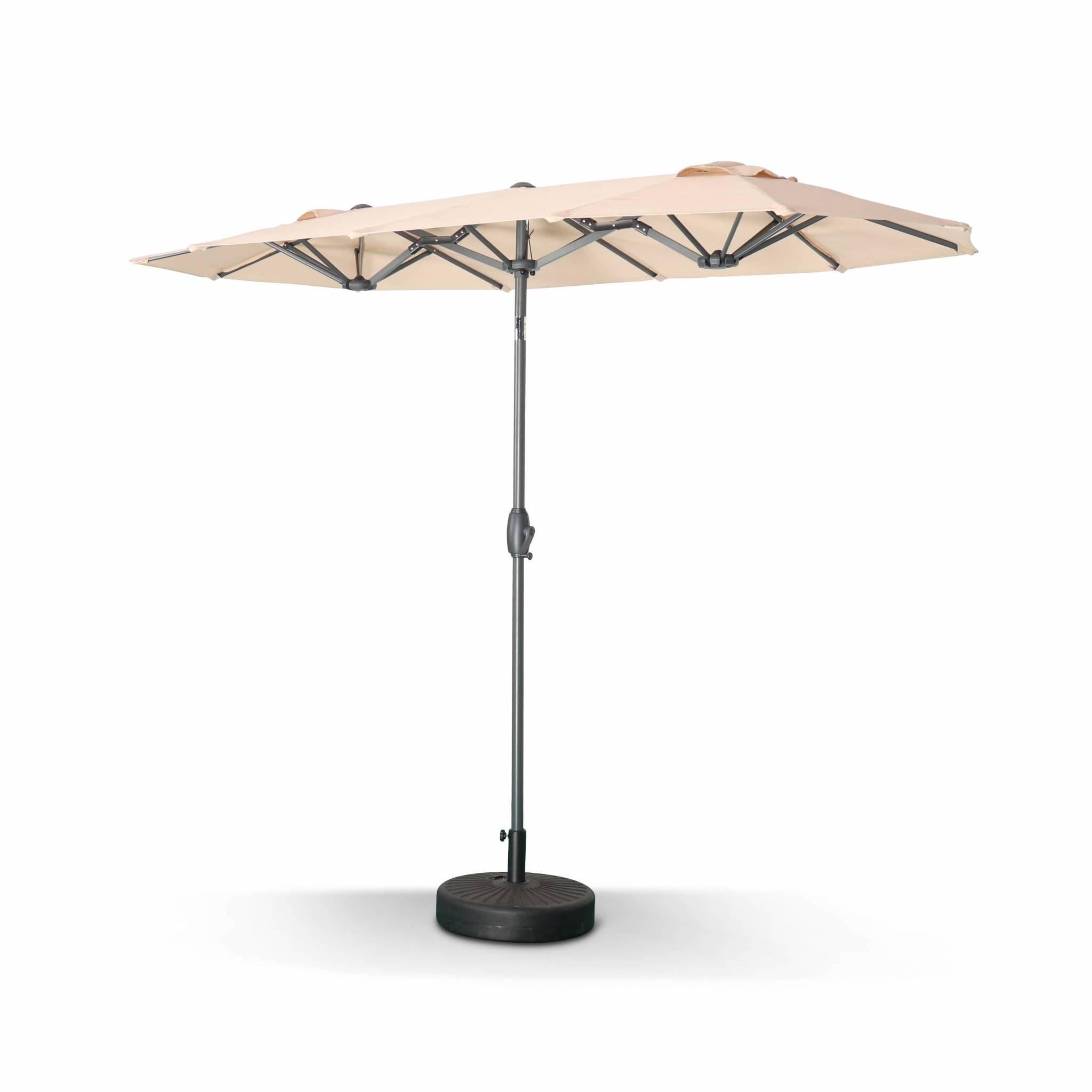 Parasol droit ovale double 1x3m – biarritz – beige – parasol à mât Parasol droit ovale double 1x3m – biarritz – beige – parasol à mât