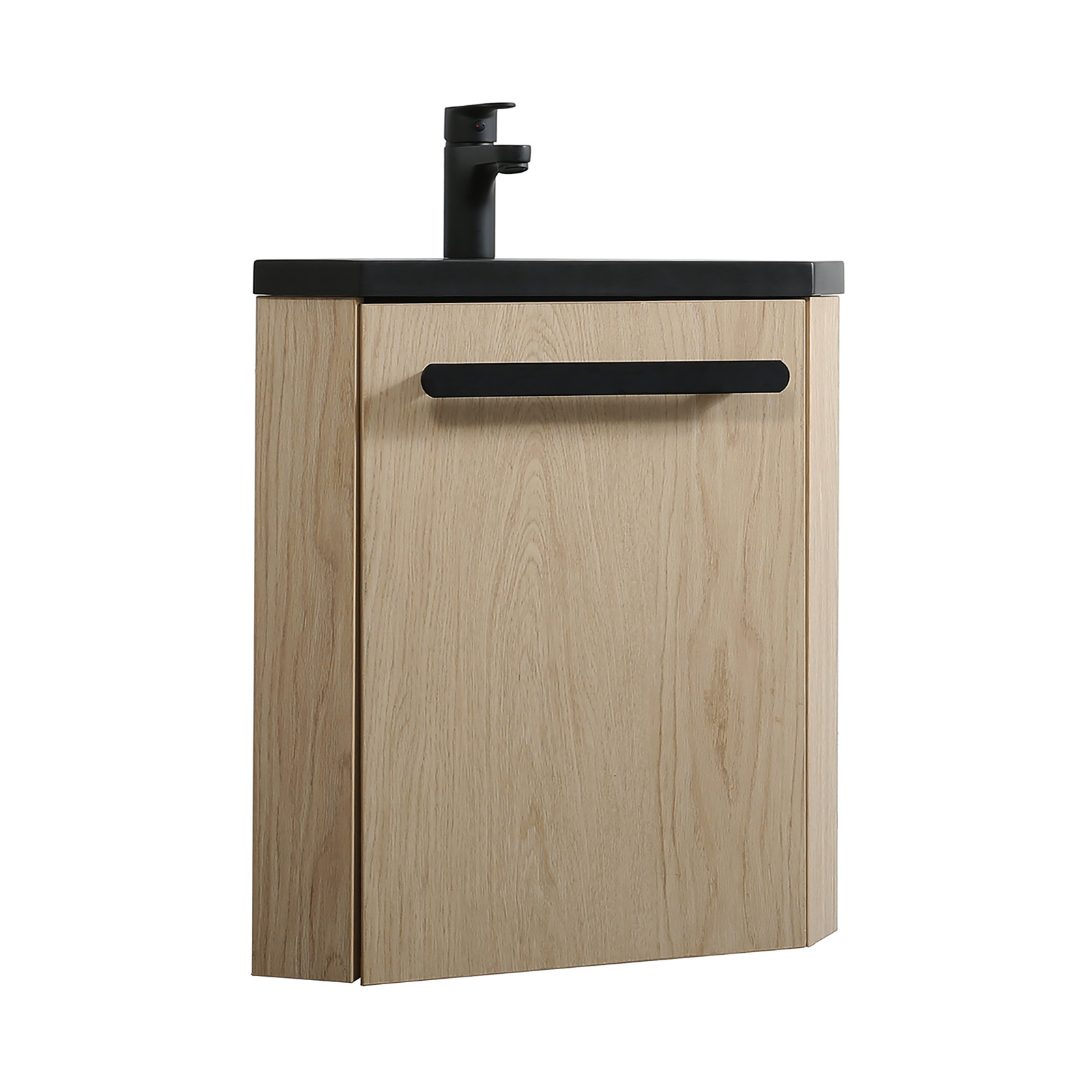Meuble lave-mains effet bois clair avec robinet Meuble lave-mains effet bois clair avec robinet