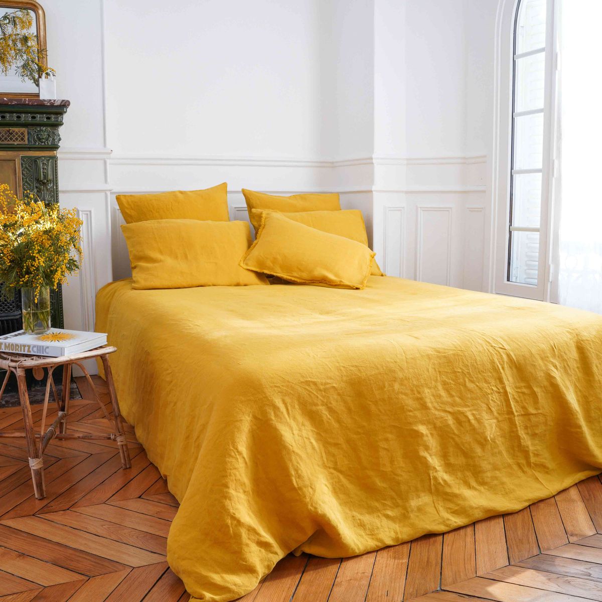 Housse de couette chanvre et coton jaune Housse de couette chanvre et coton jaune