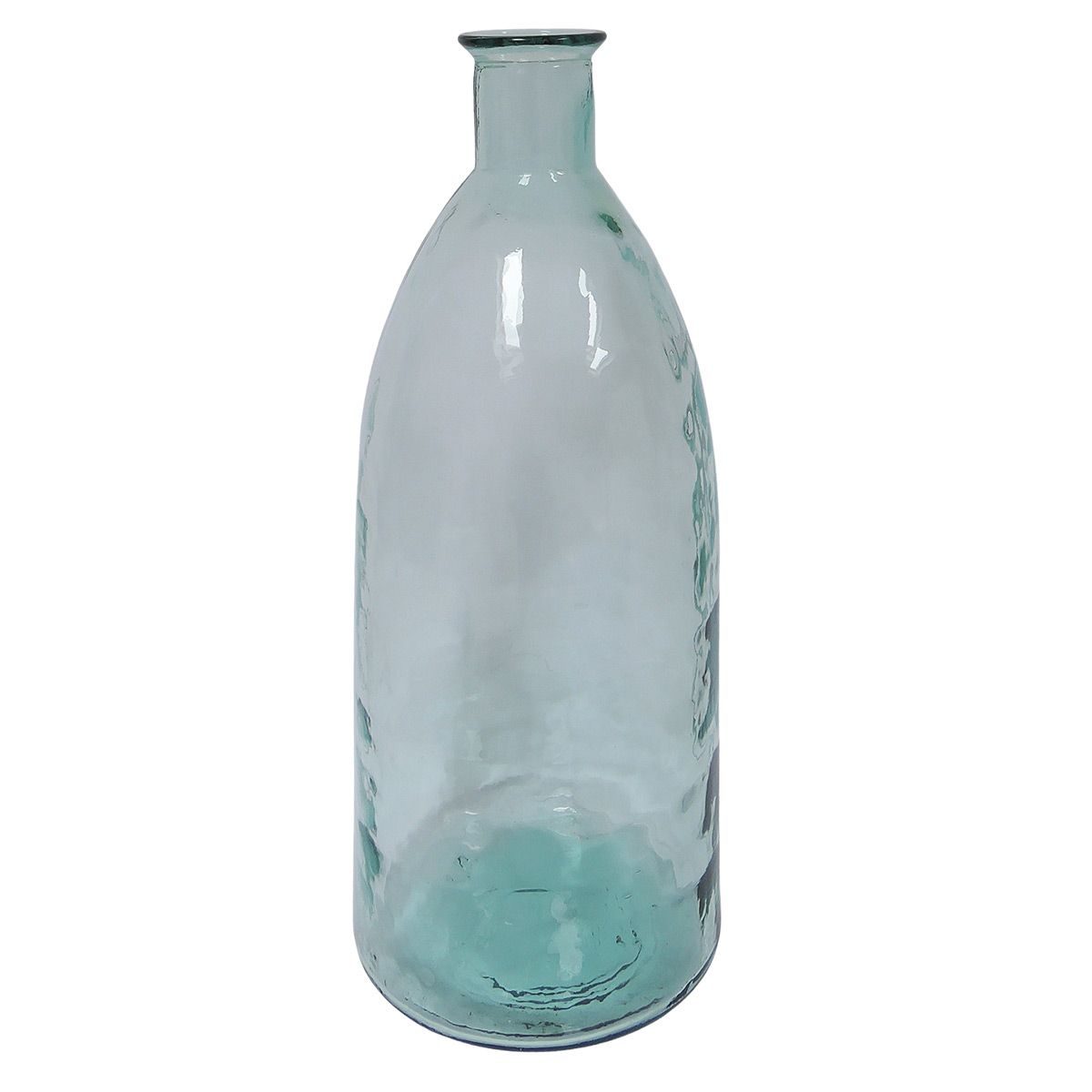 Vase bonbonne en verre martelé transparent