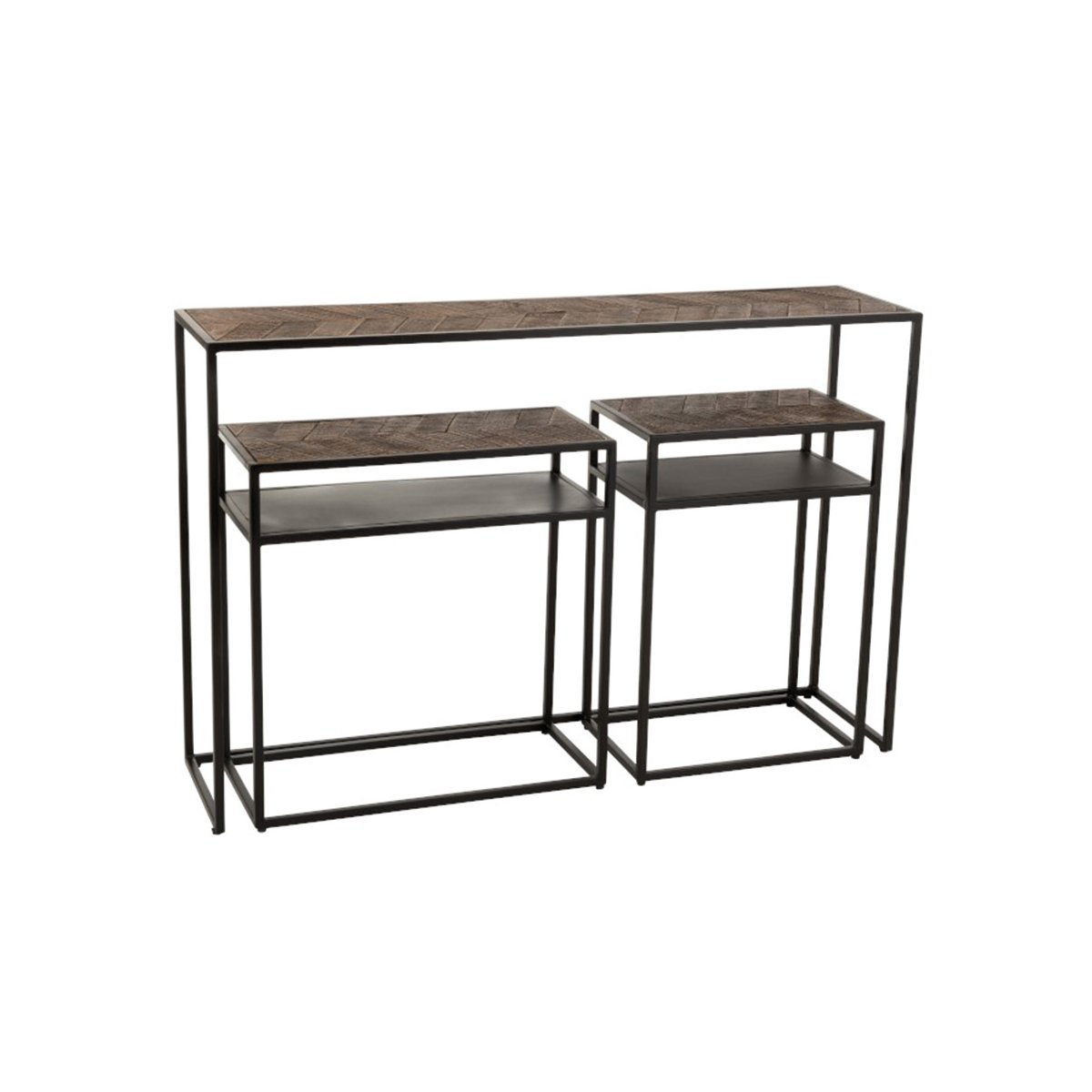 Lot de 3 consoles minimalistes métal et bois