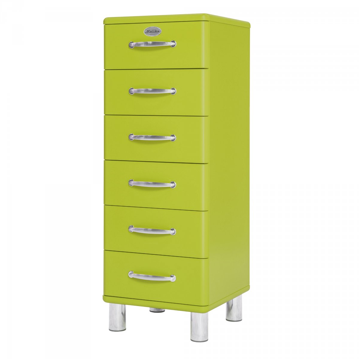 Commode haute 6 tiroirs effet bois vert
