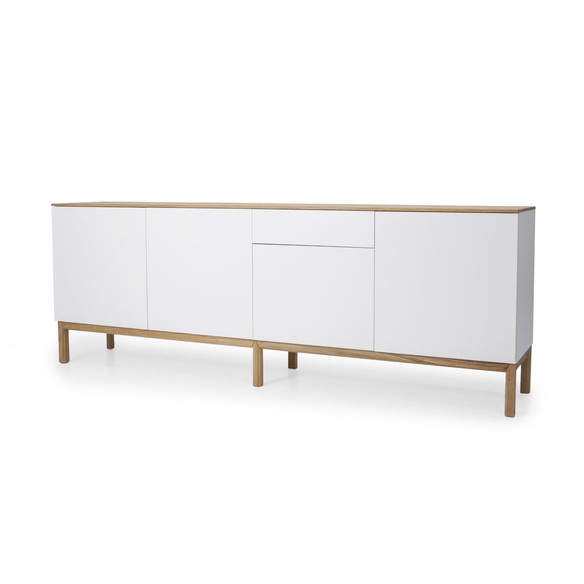 Buffet bas 4 portes style scandinave Chêne mélangé chêne