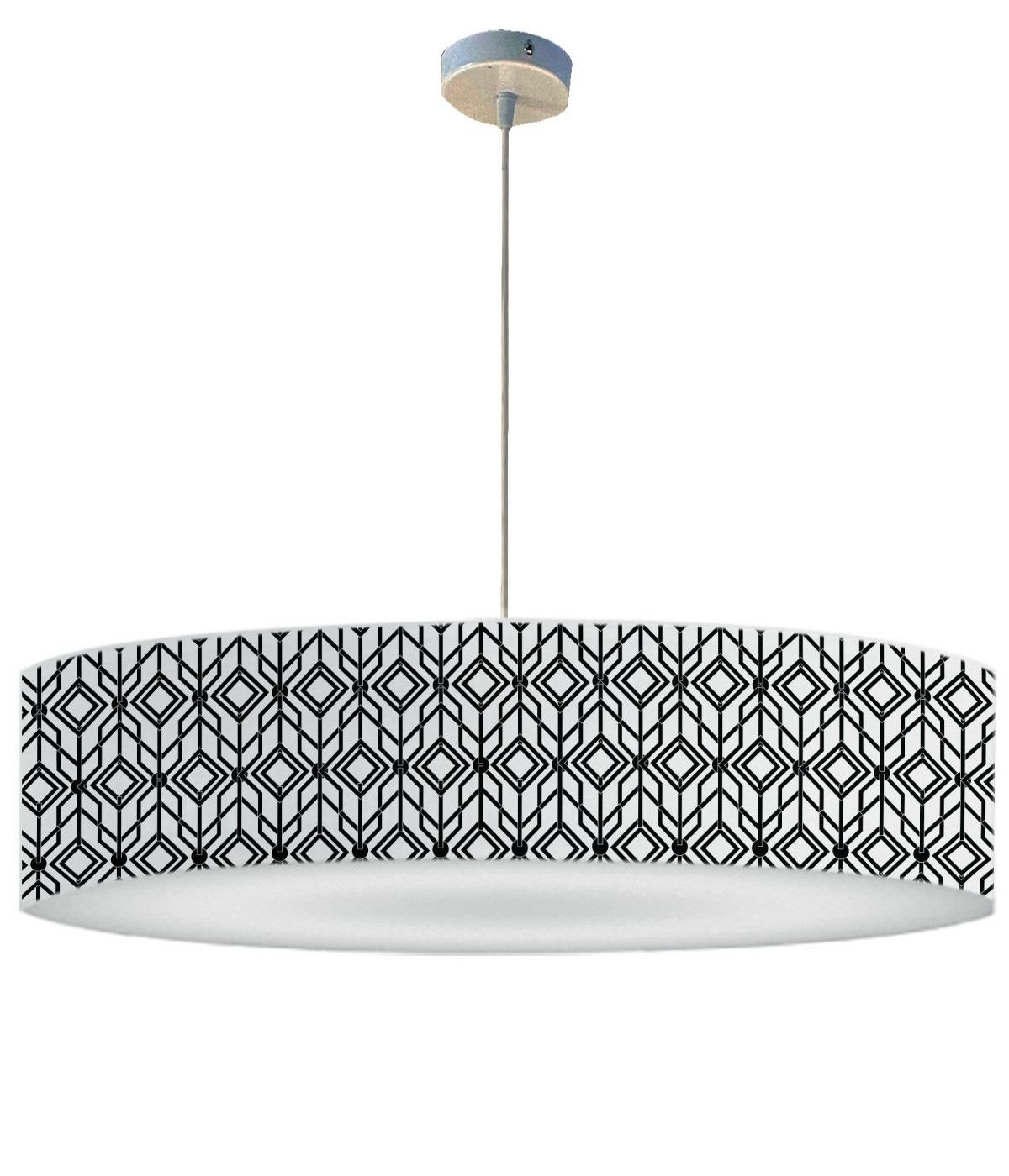 Suspension chic blanc imprimé noir D65cm Suspension chic blanc imprimé noir D65cm